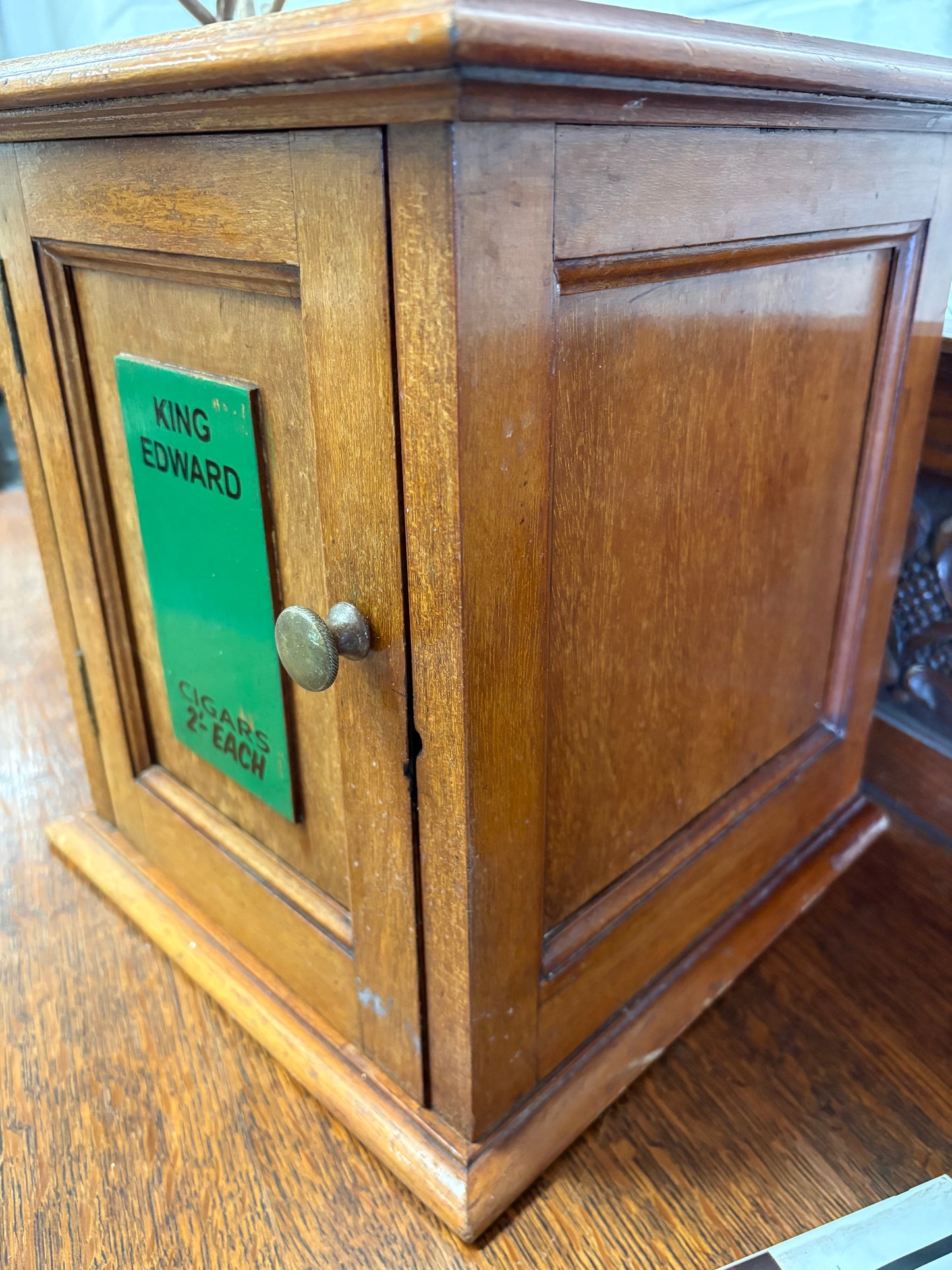 Antique Wooden Shop Countertop King Edward Cigar Cabinet Display
