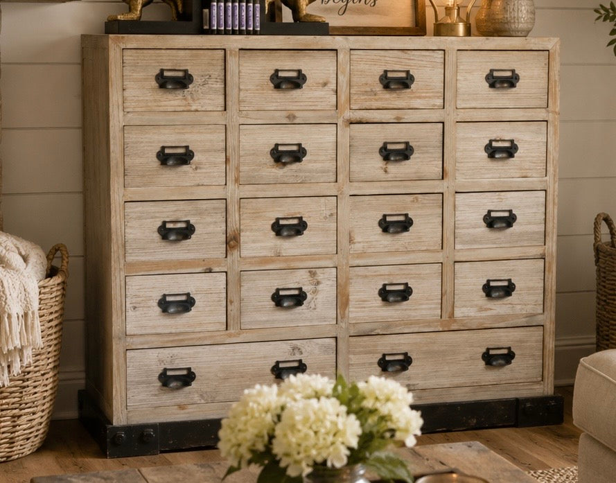 Light Wood Modern Country Style Multi Drawer Storage Cabinet