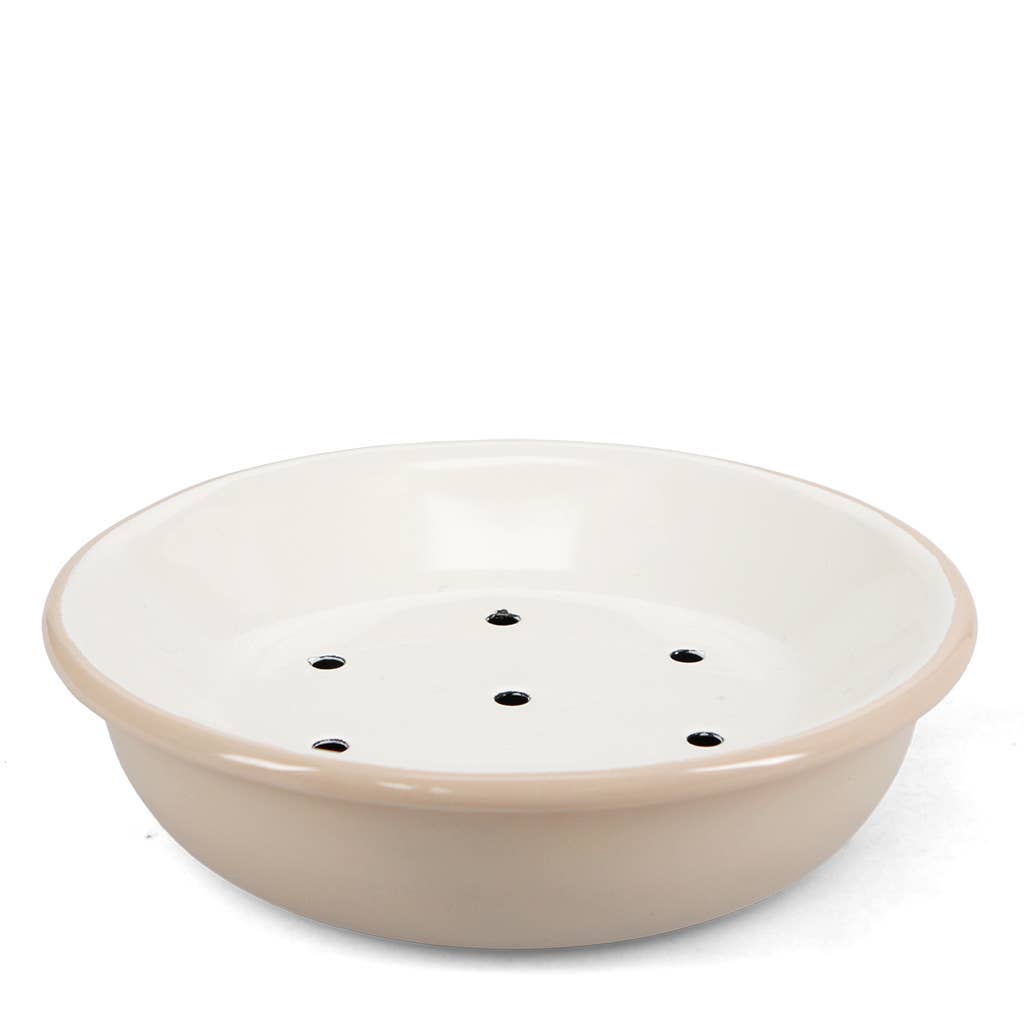 Round two-part enamel soap dish - Mushroom
