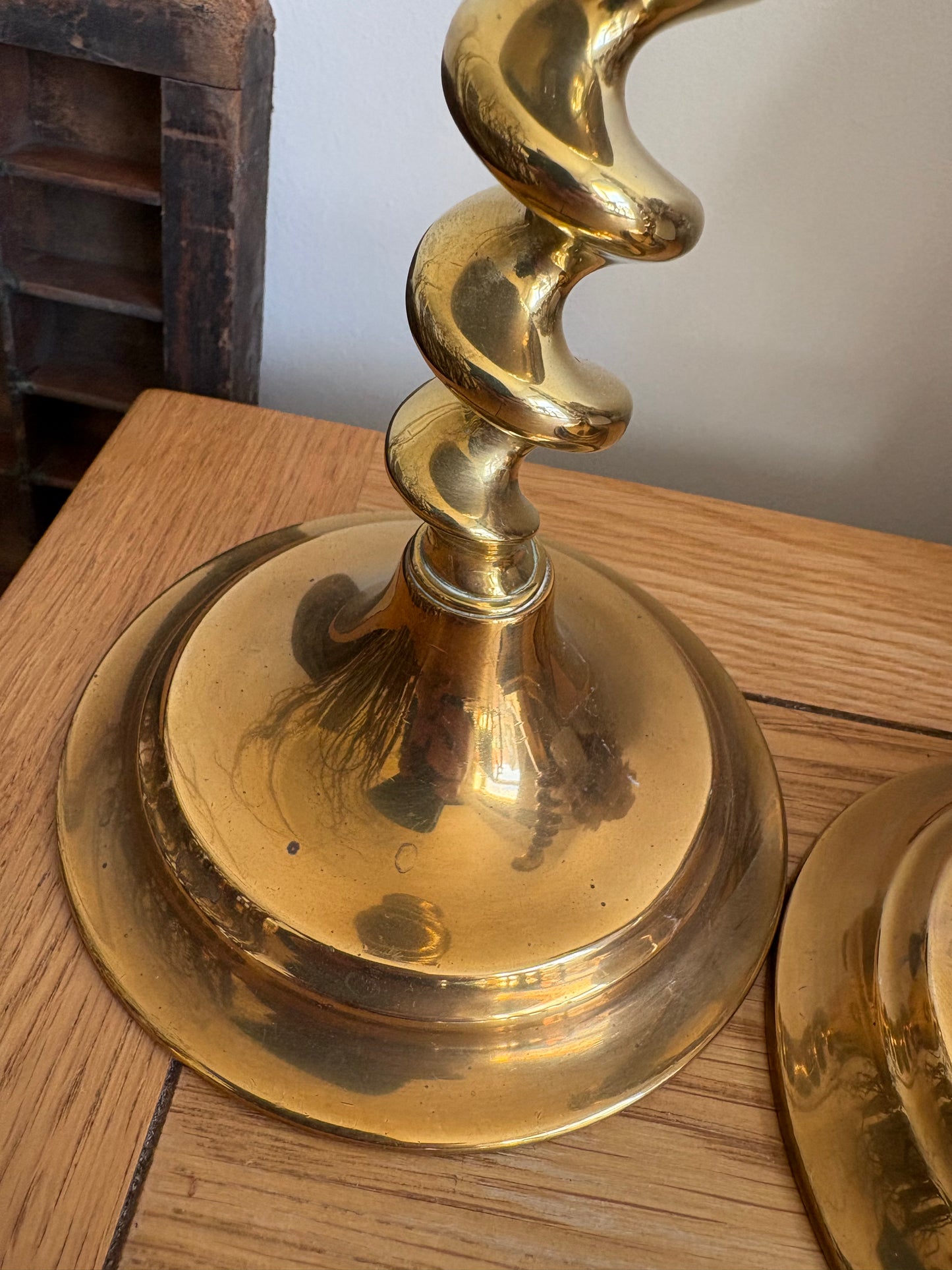 Pair of Traditional Vintage brass candlestick holders