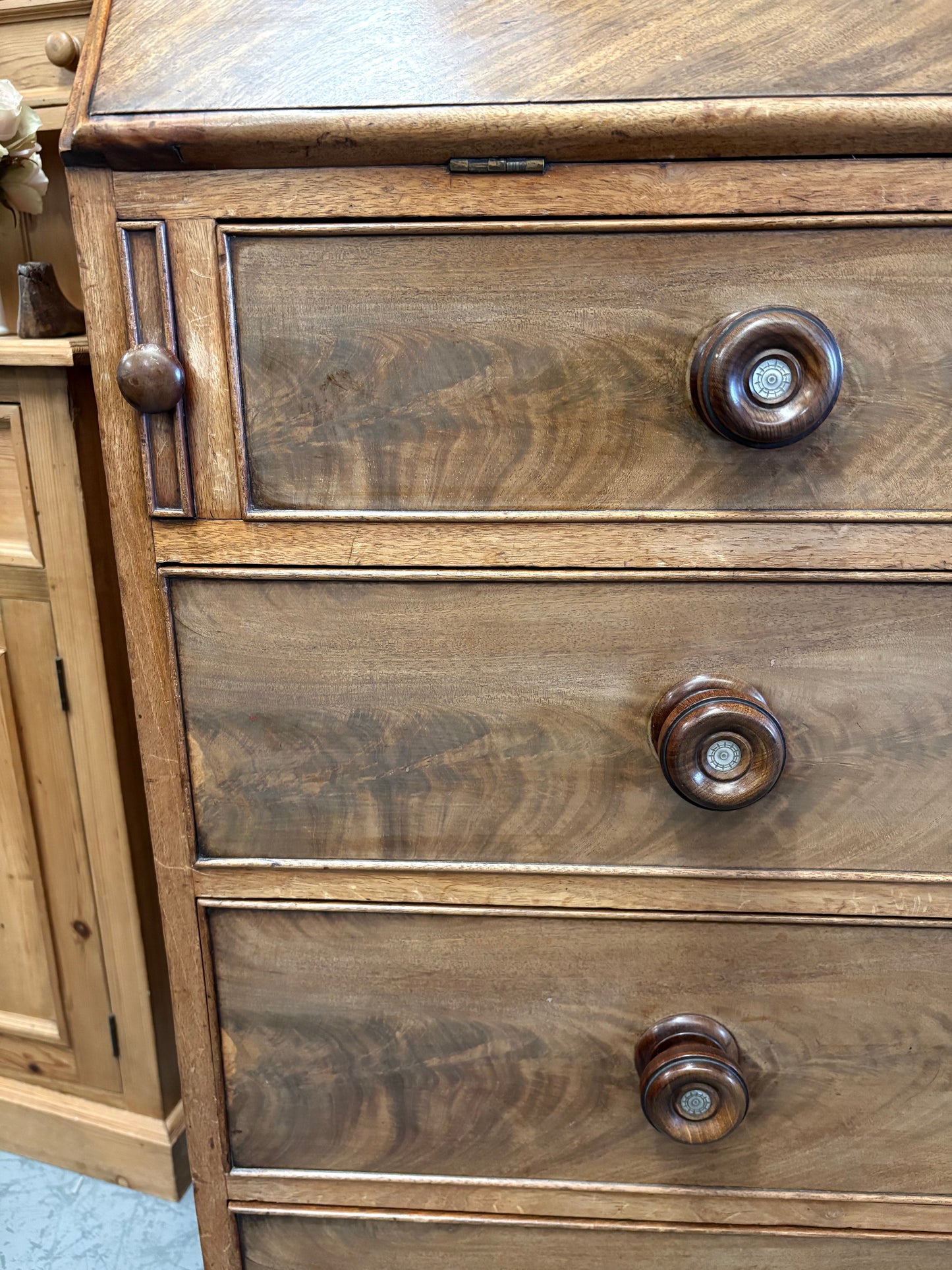 Large 19th Century Fold down Mahogany bureau writing desk drawers UK Delivery
