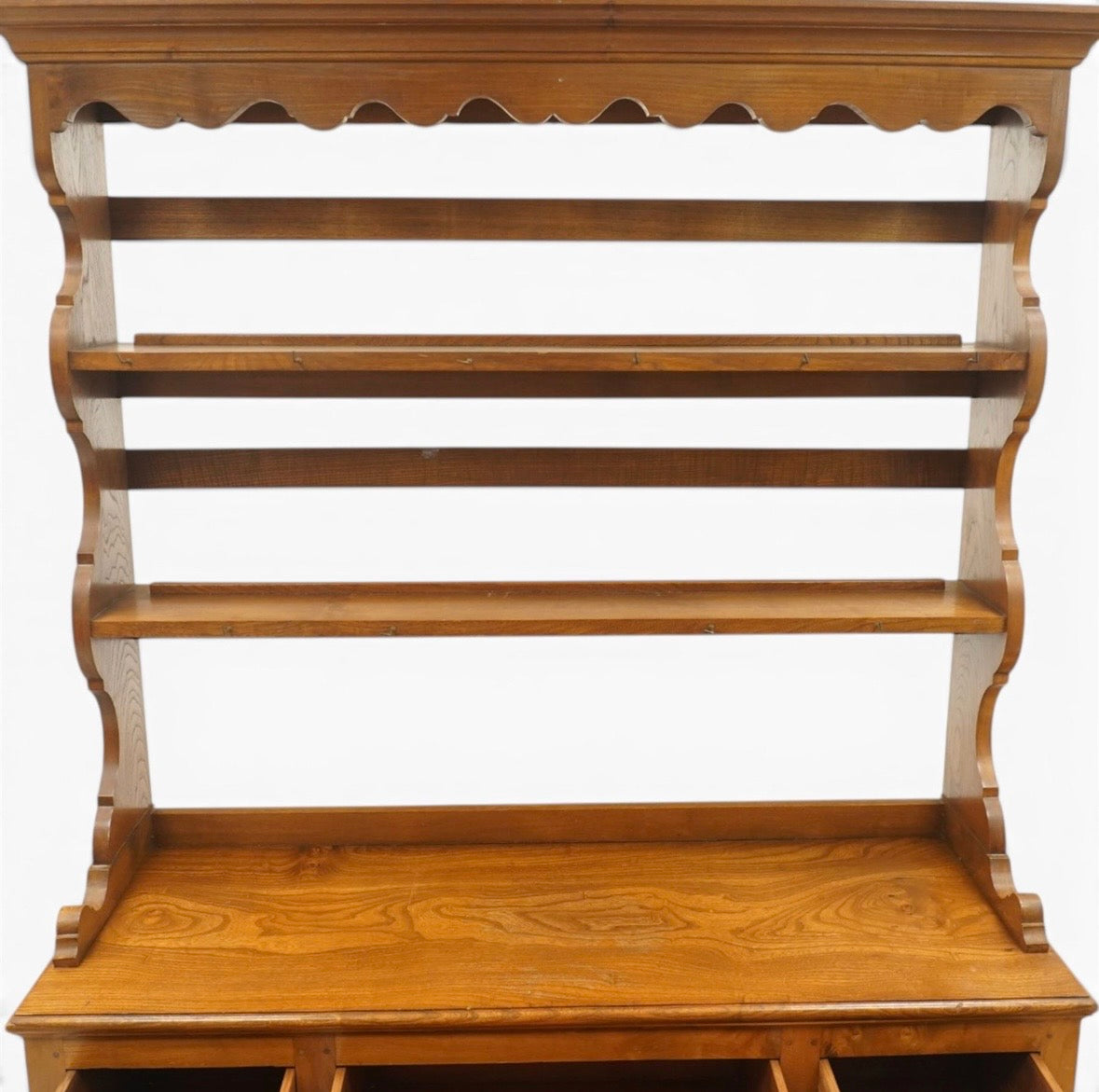 Country House Georgian design elm dresser with plate rack.