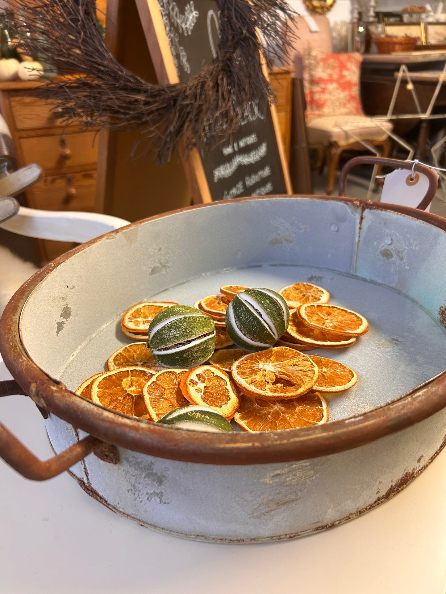 Small X1 Oxidised metal rustic serving display tray