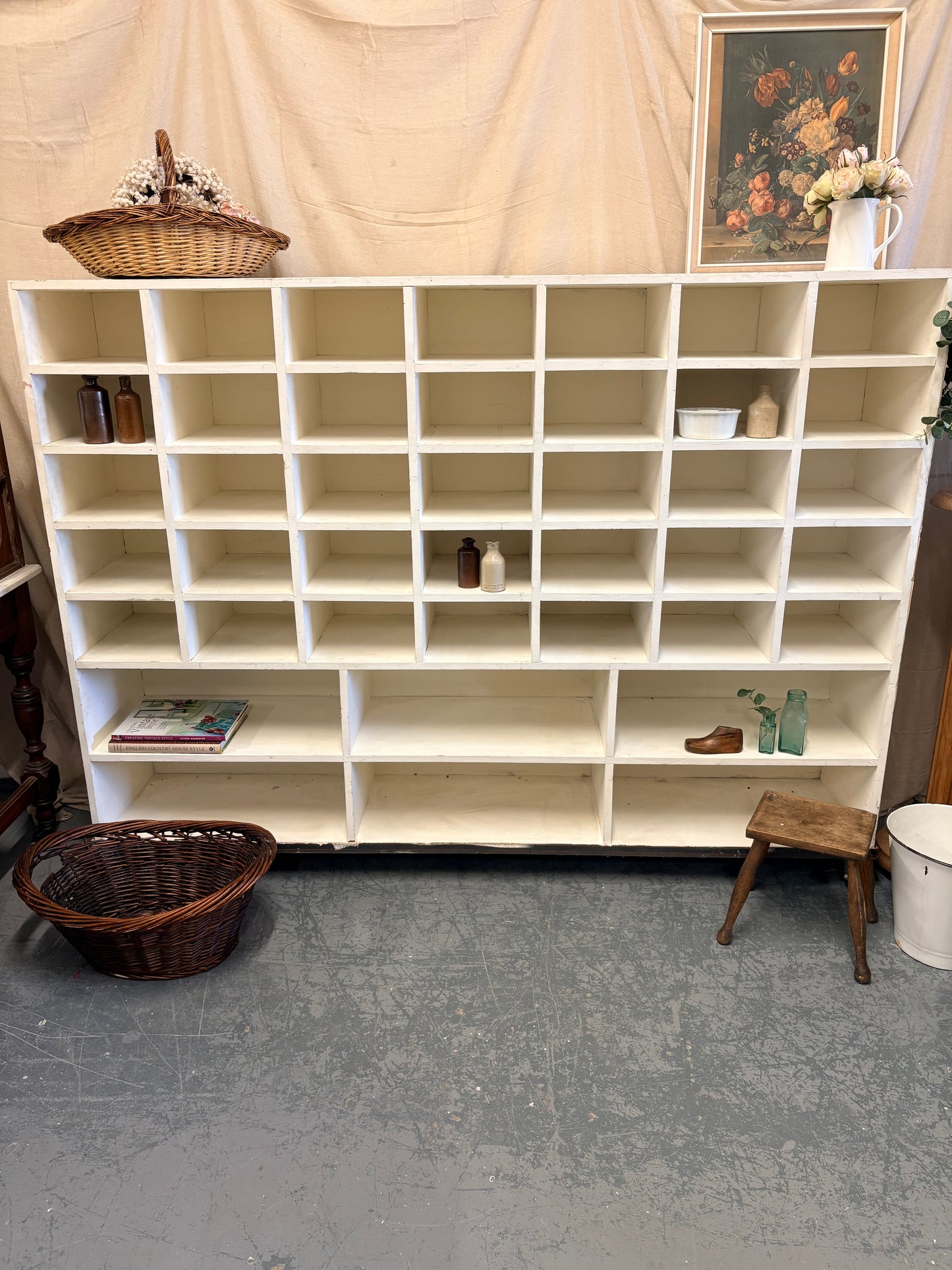 Reclaimed Craft Shop Unit Wood Pigeon Hole Shelving Sorting Storage sections