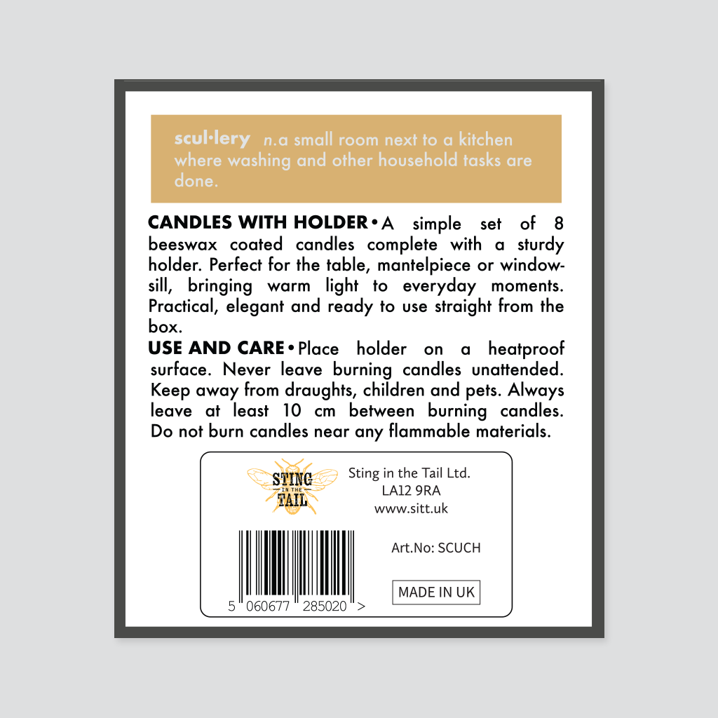 THE SCULLERY - 8 CANDLES & CERAMIC HOLDER