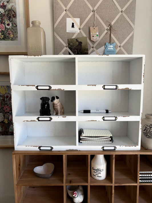White Wood Pigeon hole Shelf Unit Crafts Kitchen Sorting Storage
