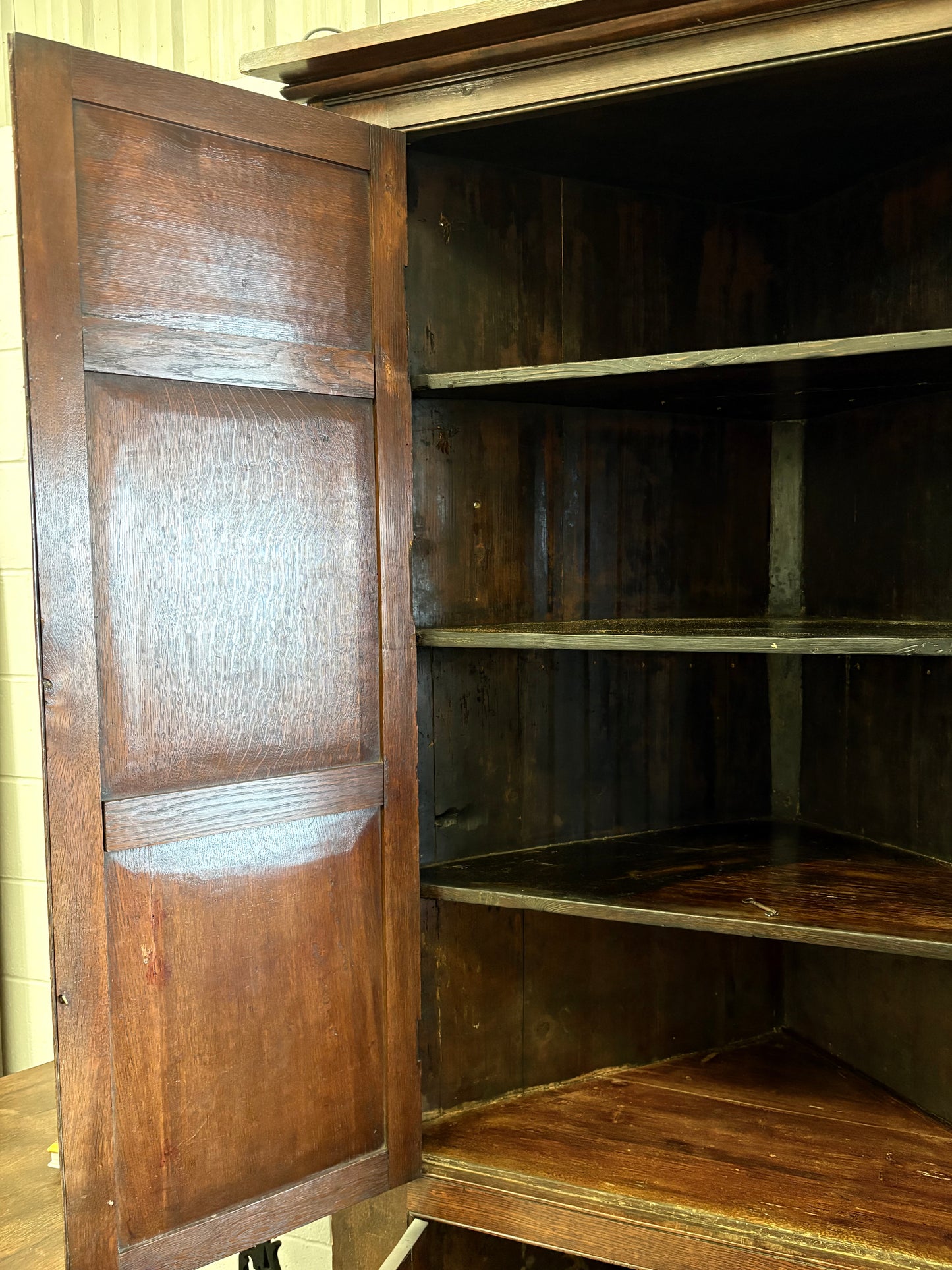 Large Antique Georgian Double Oak Corner unit with key 2.15M