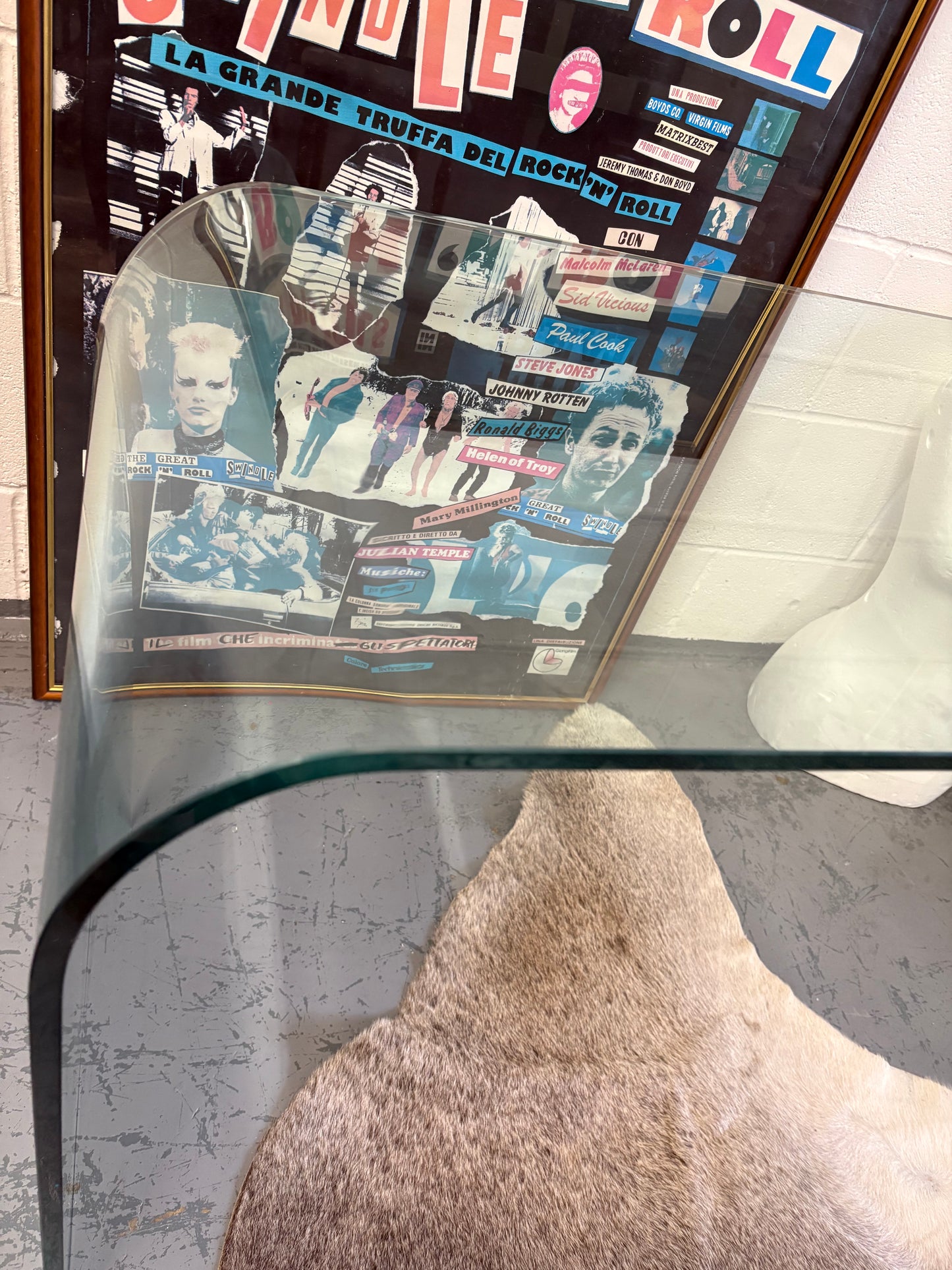 Sleek Vintage 1980’s Tempered Glass Console Side table Original Unique Eclectic Interiors