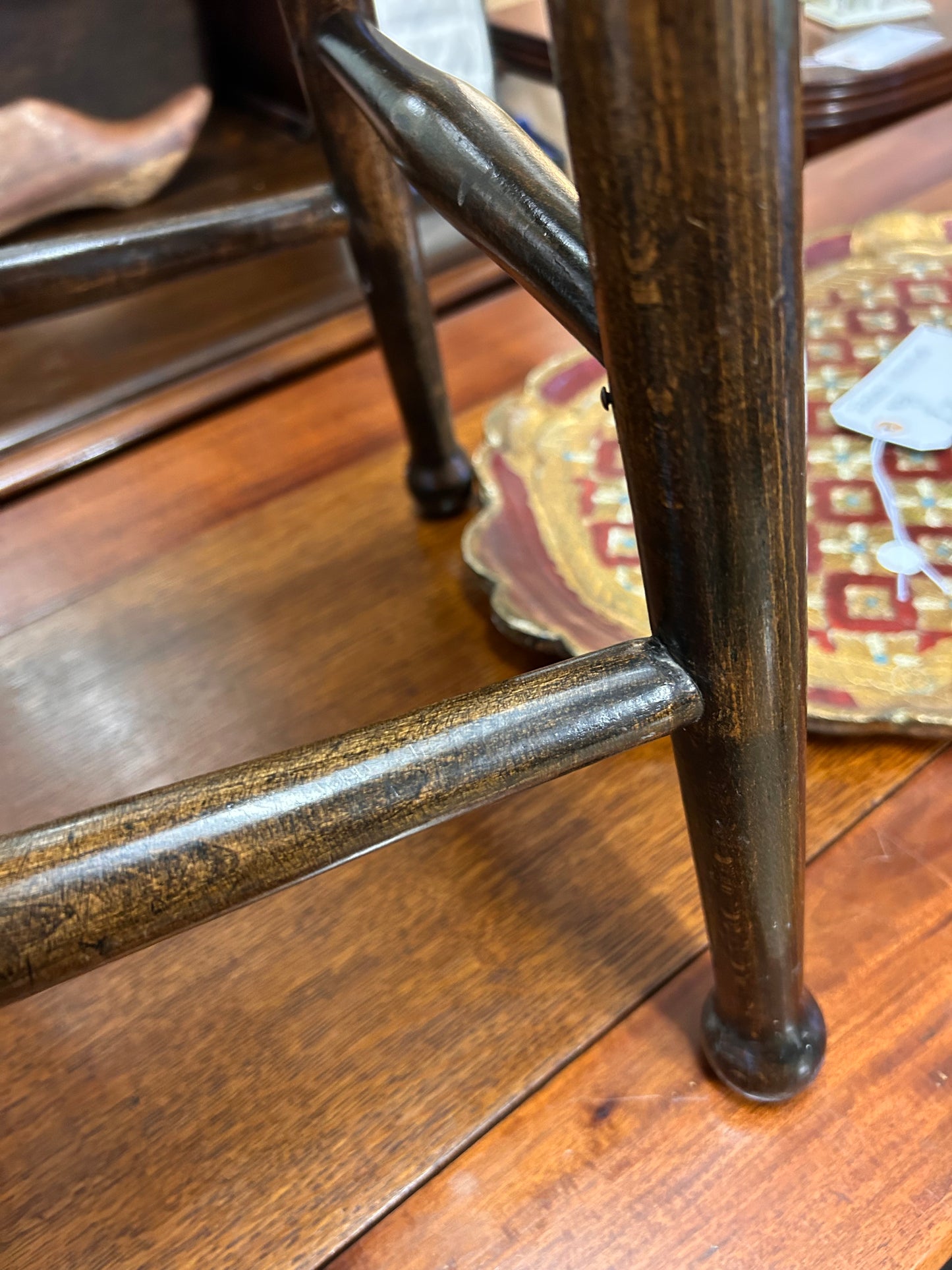 Antique Oval Dark Oak wood stool solid great condition two available