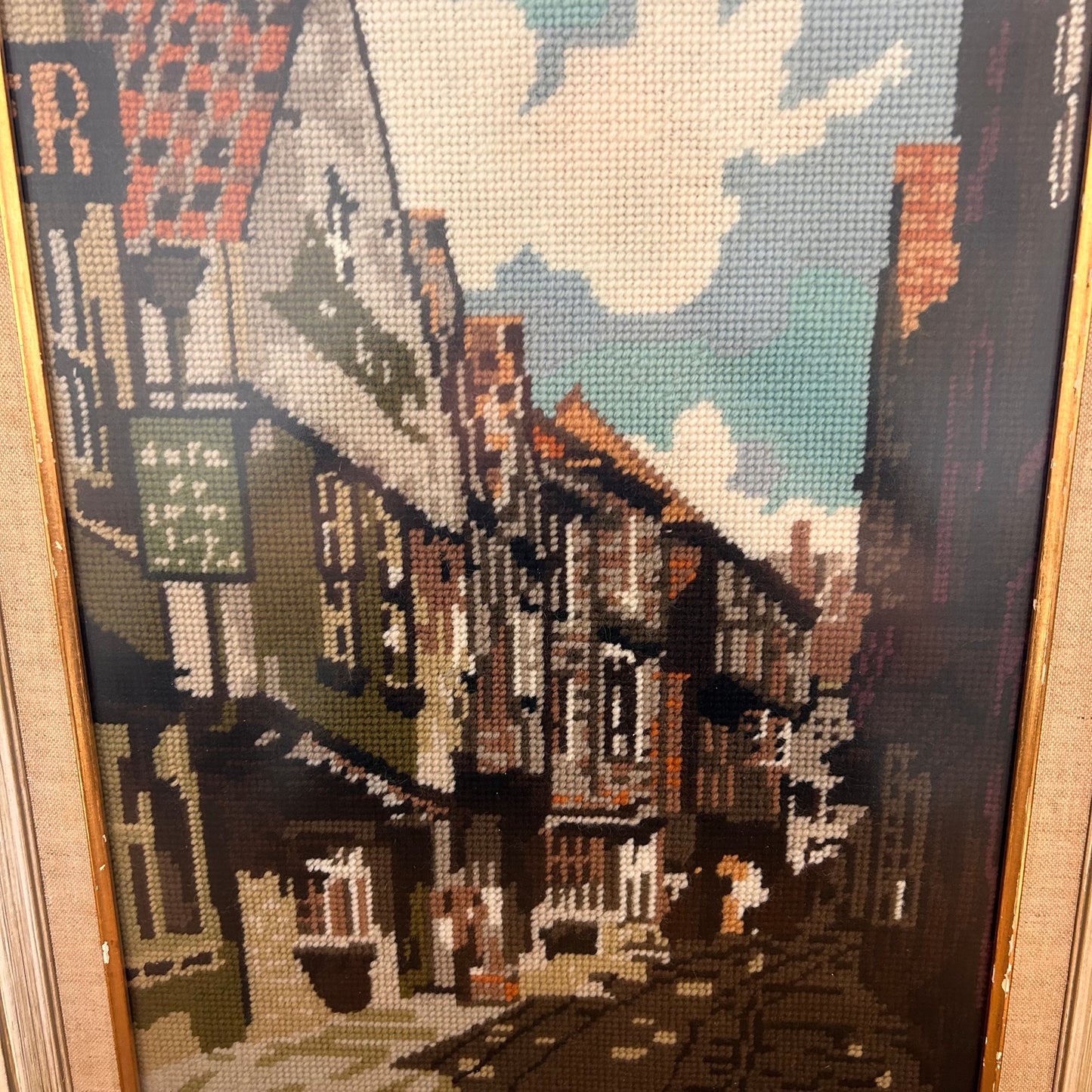 Large framed and Glazed tapestry of The Shambles, York