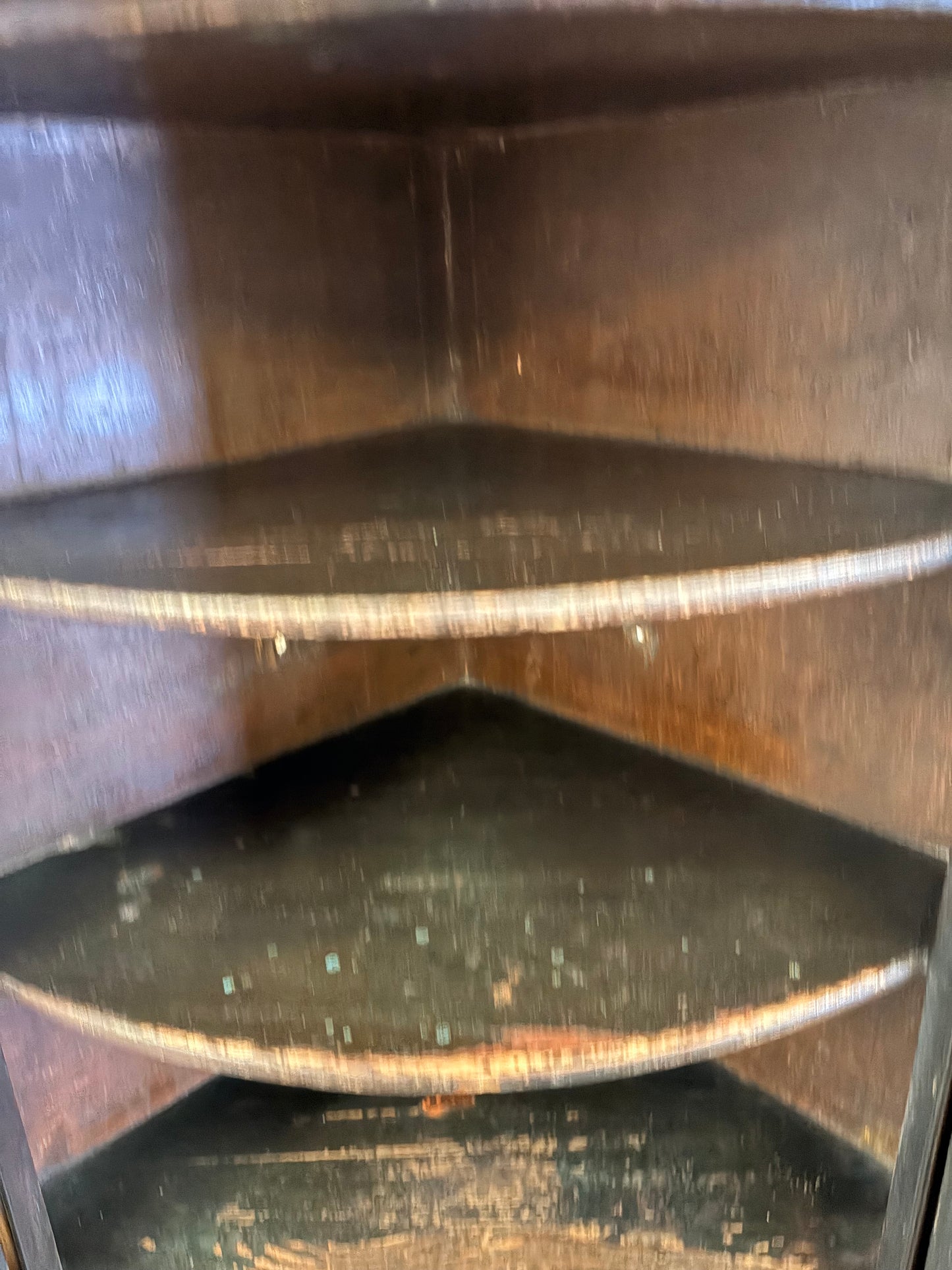 Antique Georgian Mahogany bow fronted  corner cupboard cabinet three shelves