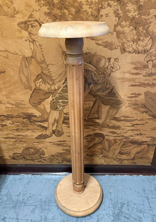 Vintage Solid Pine Round Plant Pedestal Display Corner Stand
