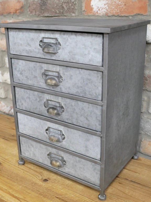 Metal Desktop 5 drawer filing storage unit - artist maker collector vintage look
