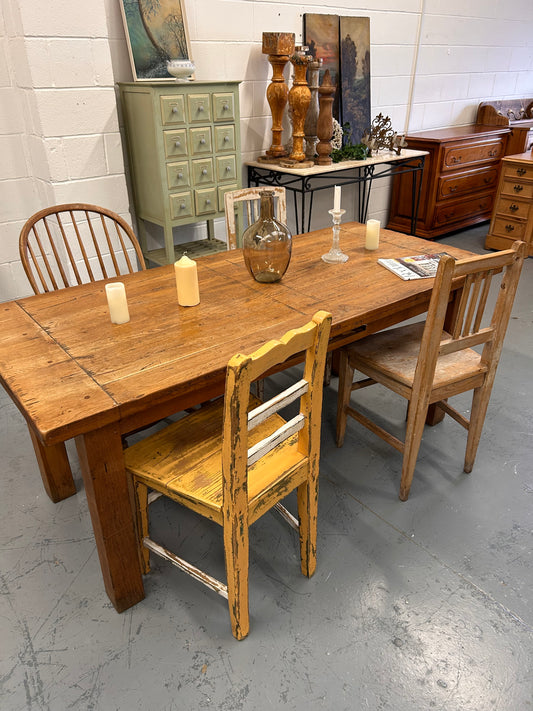 French Oak extending Refectory table thick wooden top and base Seat up-to 12