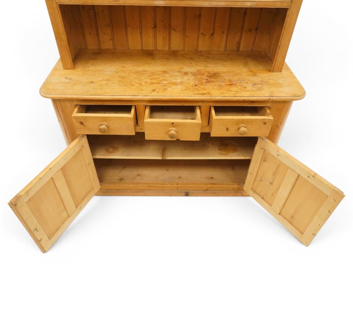 Antique Country farmhouse waxed pine dresser & shelf rack ~ 2 parts