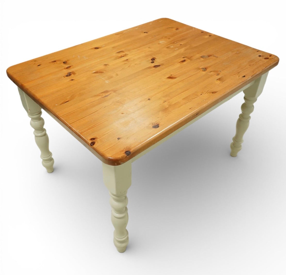 Pine Farmhouse four seater kitchen table & chairs thick wooden top chunky