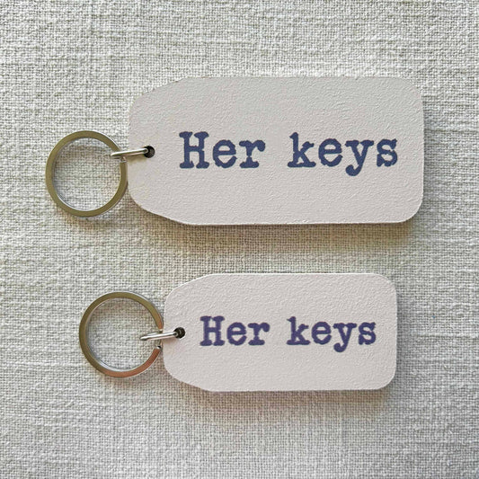 Her Keys - Wooden Key Tag: 6x Mini Tags (8x4cm)