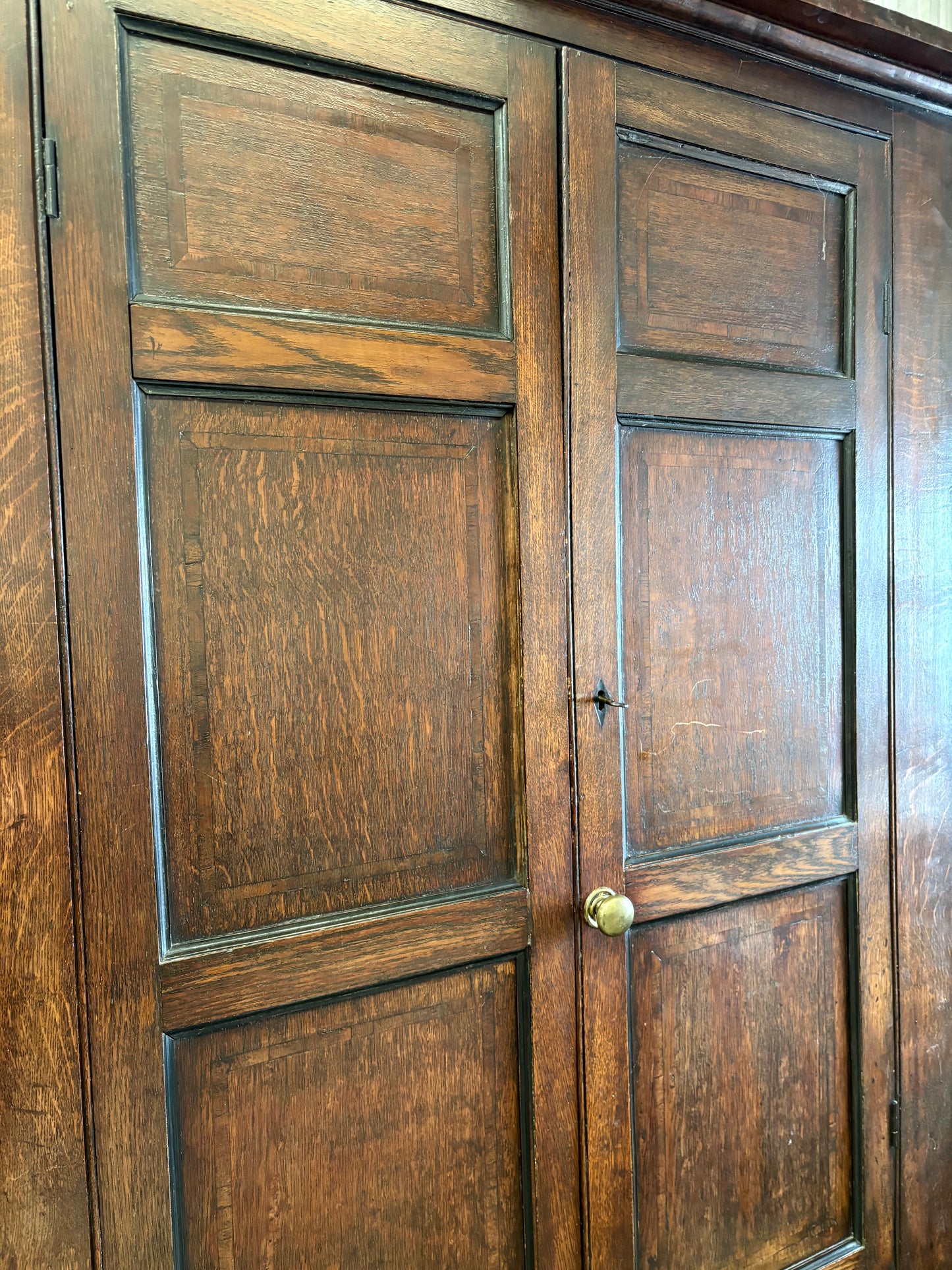 Large Antique Georgian Double Oak Corner unit with key 2.15M