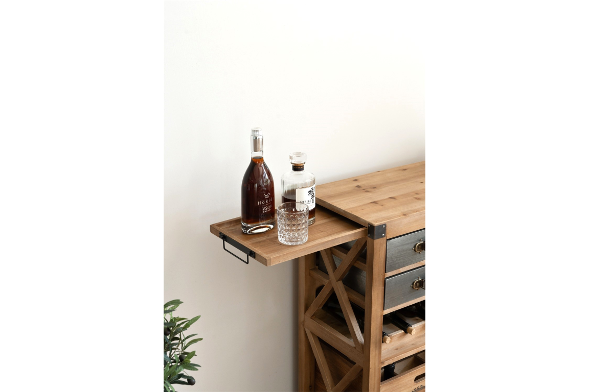 Vintage Industrial Style Fir wood Kitchen Storage Island Serving Unit