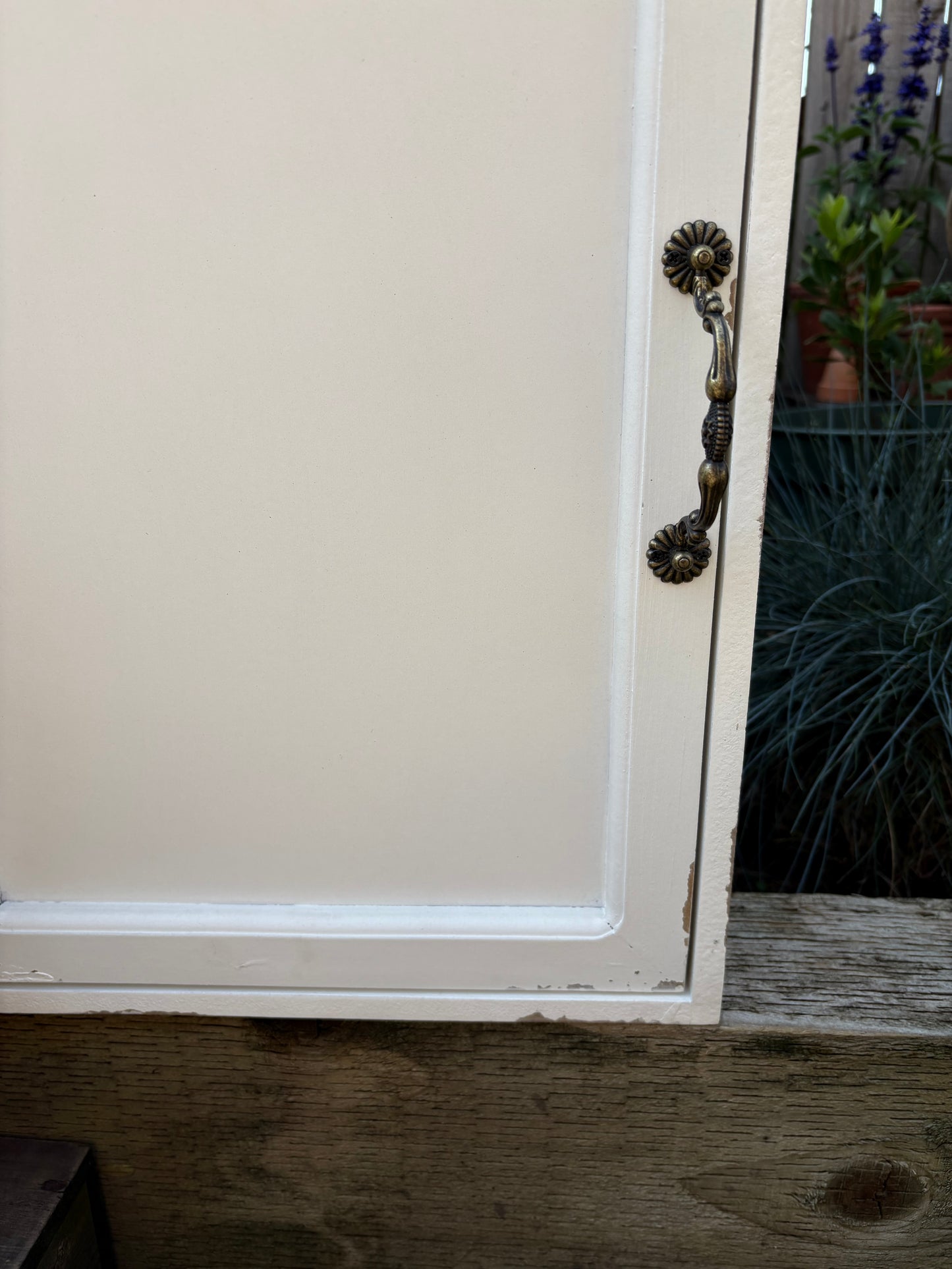 White shabby Wall Unit - Vintage style storage cabinet cupboard