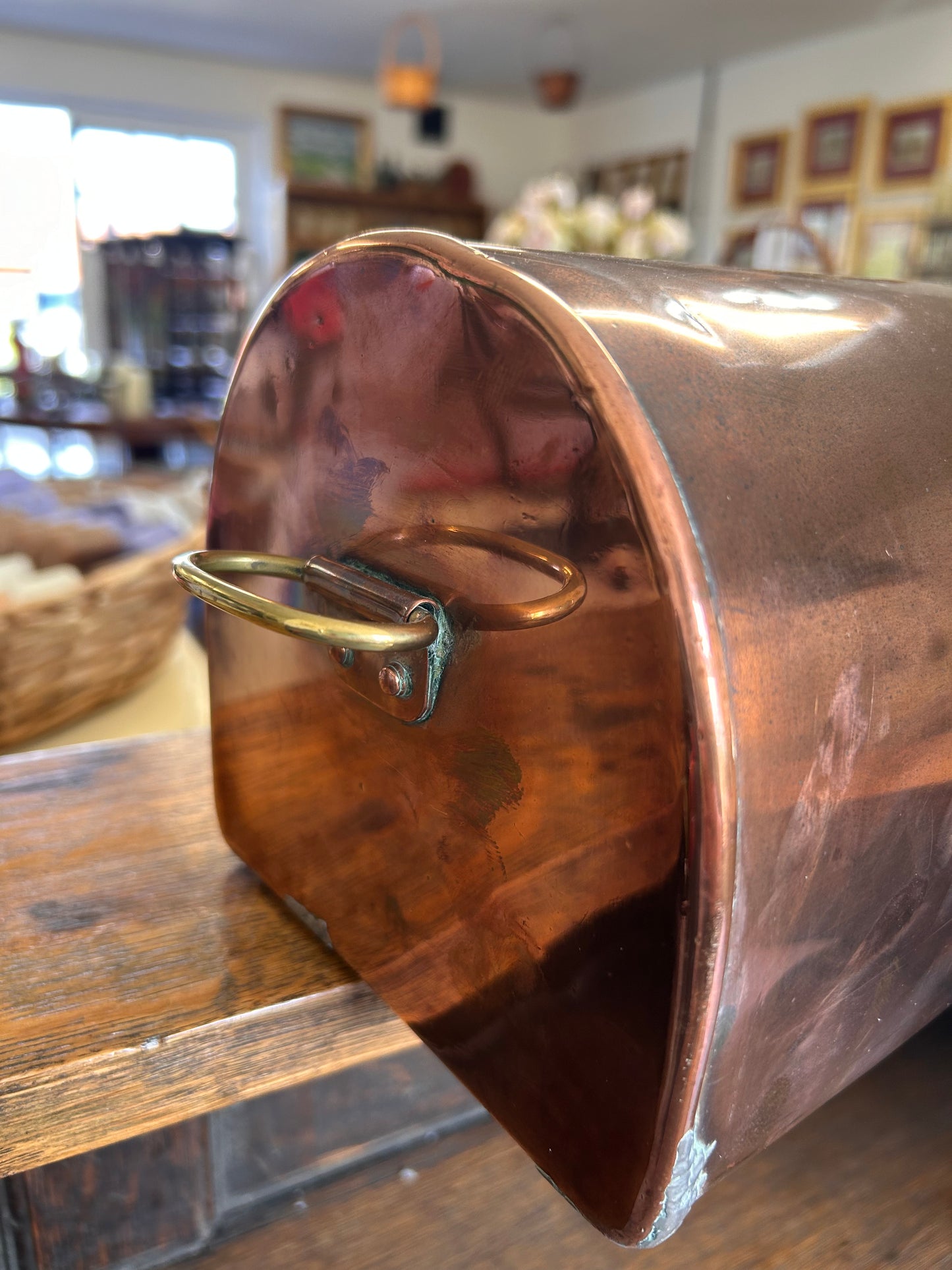 Antique copper and brass car foot warmer hot water bottle