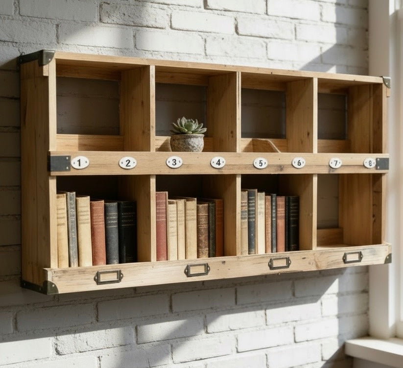 Wood Cubby Pigeon hole wall unit Modern Farmhouse style storage