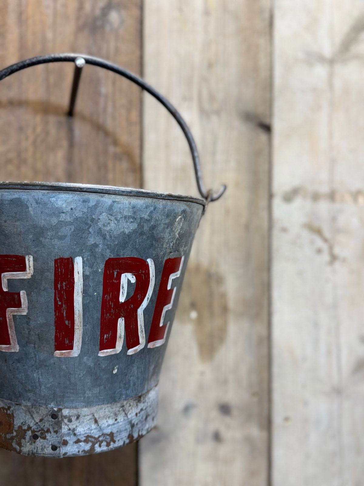 Vintage Galvanised Fire Bucket Log Basket / Plant Pot / Planter Pail Kindling