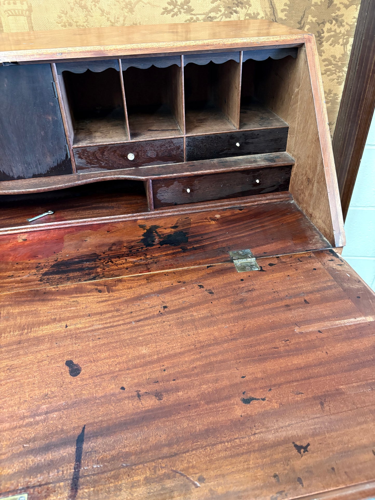 Large 19th Century Fold down Mahogany bureau writing desk drawers UK Delivery