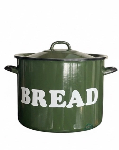 Very Large Dark Green Vintage enamel bread bin Country Kitchen Decor