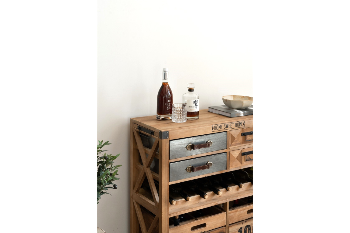 Vintage Industrial Style Fir wood Kitchen Storage Island Serving Unit