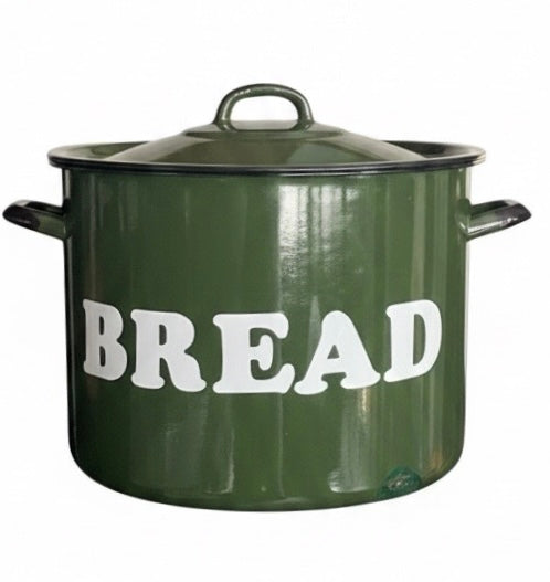 Very Large Dark Green Vintage enamel bread bin Country Kitchen Decor