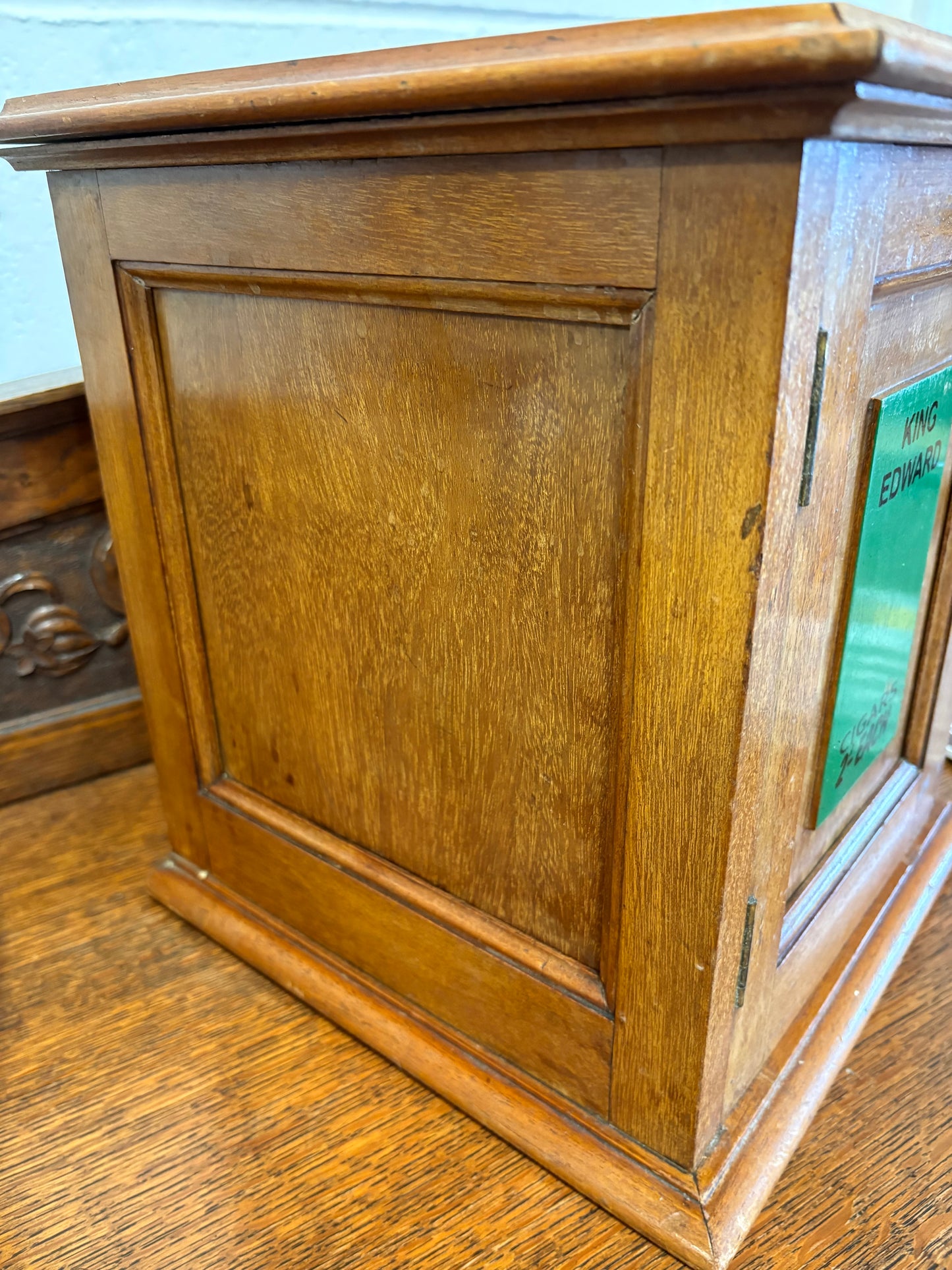 Antique Wooden Shop Countertop King Edward Cigar Cabinet Display