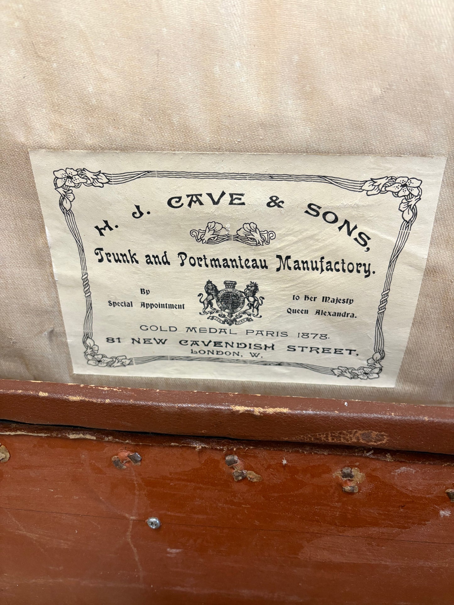 Antique HJ Cave & Sons Leather Storage Travelling Trunk