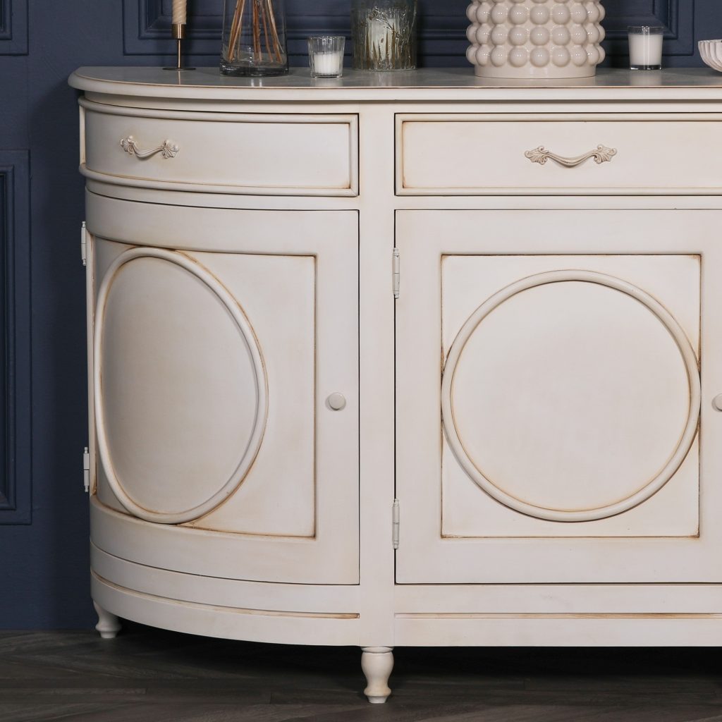 French classic style sideboard in an aged ivory finish UK Delivery