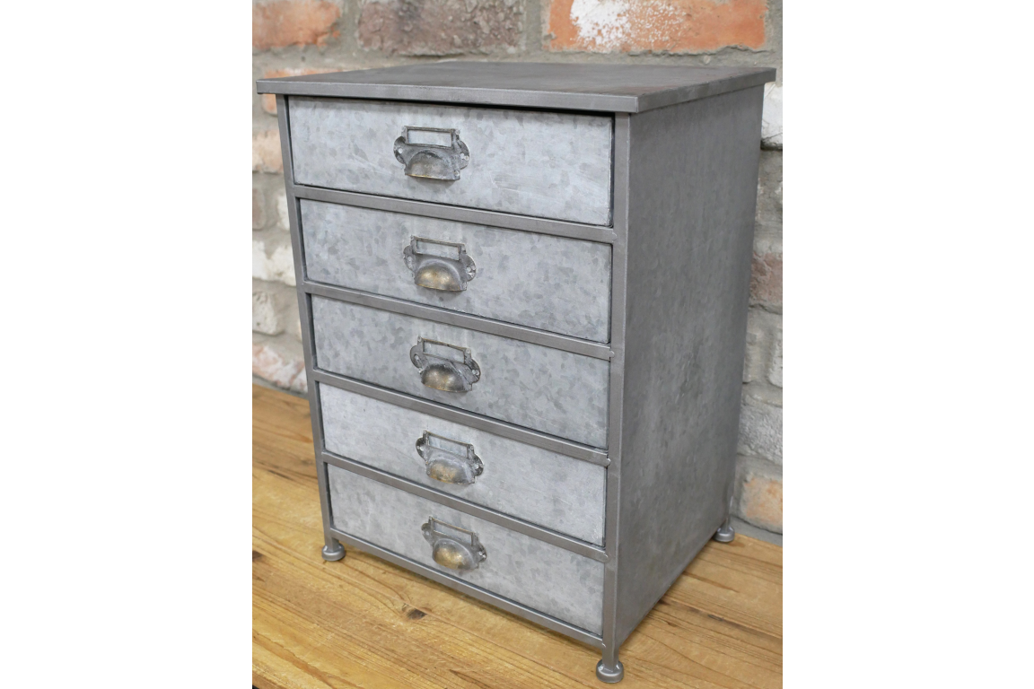 Metal Desktop 5 drawer filing storage unit - artist maker collector vintage look
