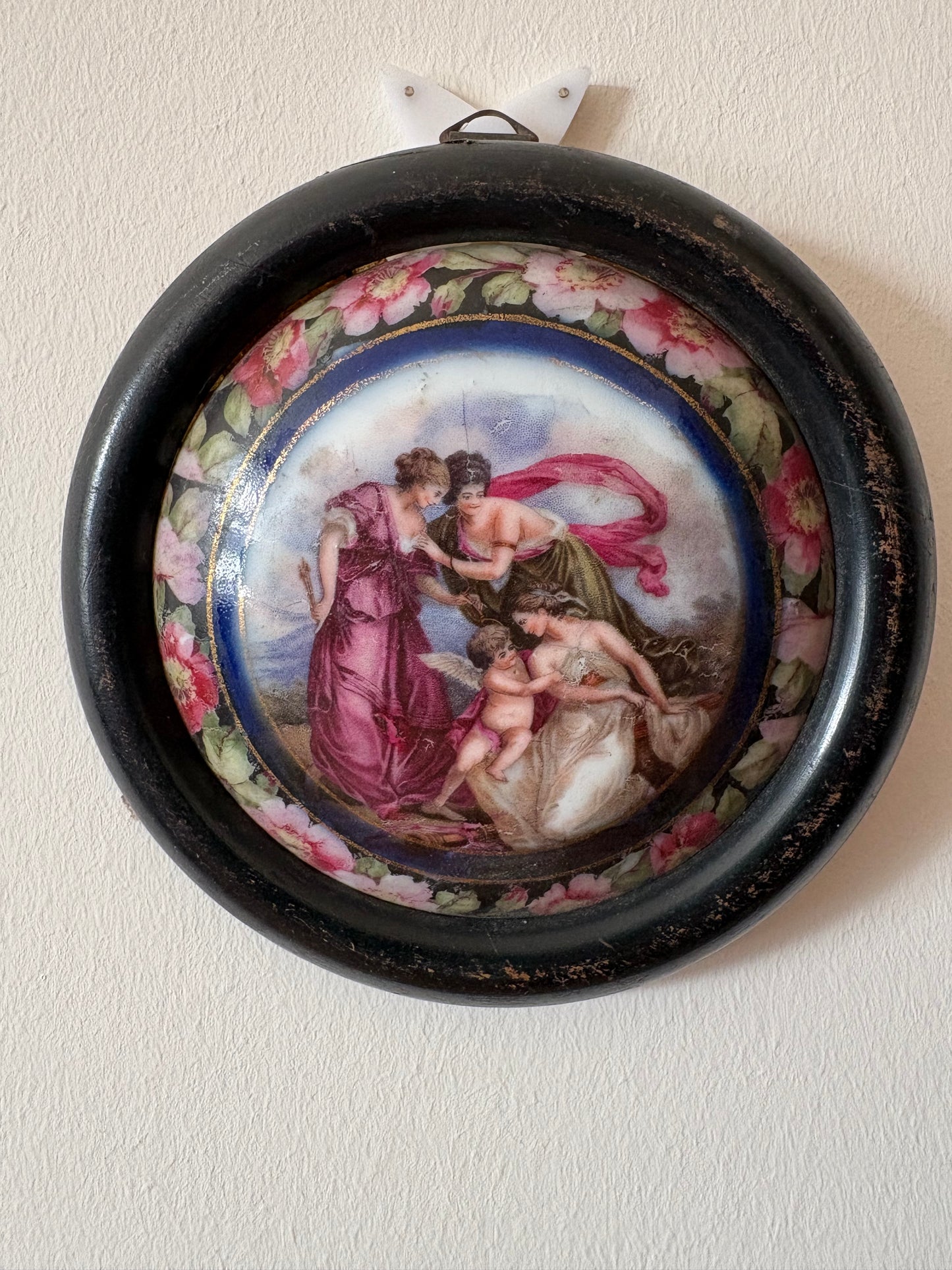 Beautiful hand painted framed antique porcelain Minature