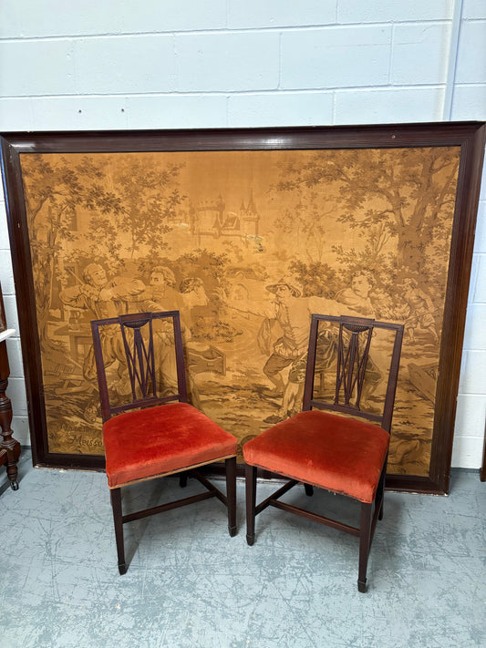 Impressive Large Decorative French tapestry in a Black Painted Frame