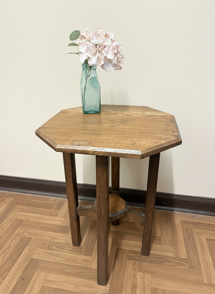 Heavy Art Deco occasional table with square legs and undertier