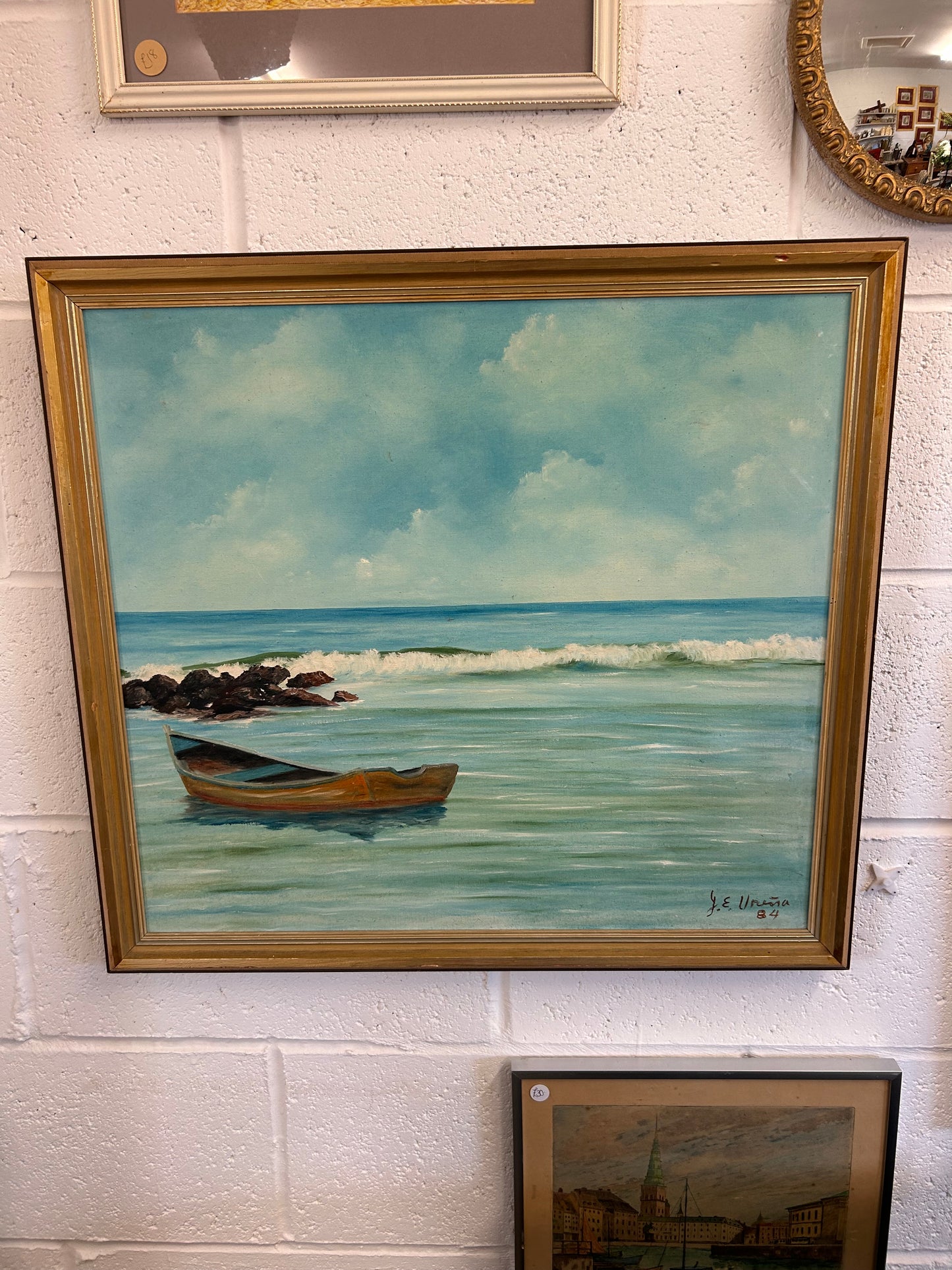 Stunning Vintage Seascape Signed Framed Oil Painting