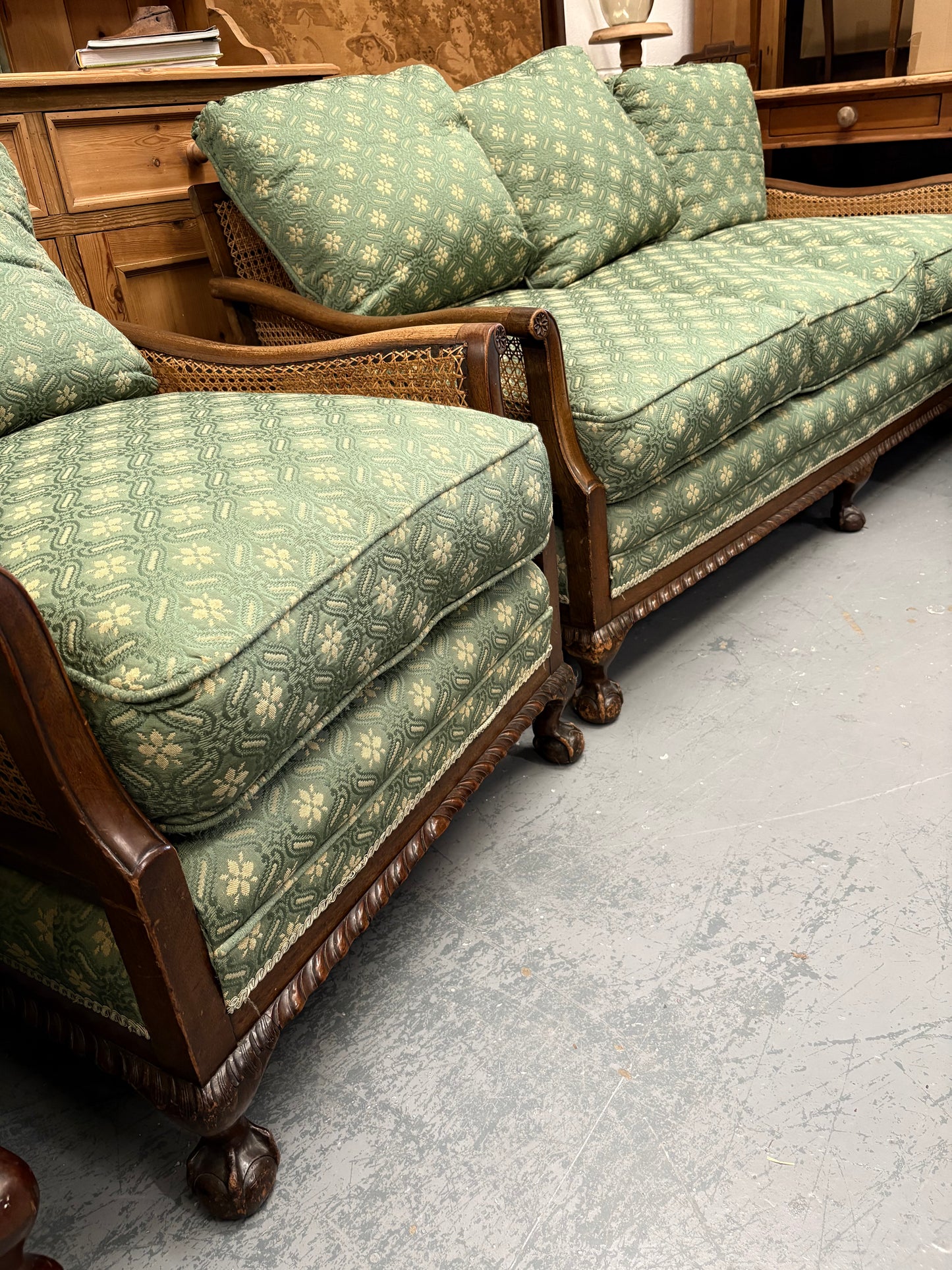 Antique Bergere 3 seater Sofa & 2 Chairs Great Condition