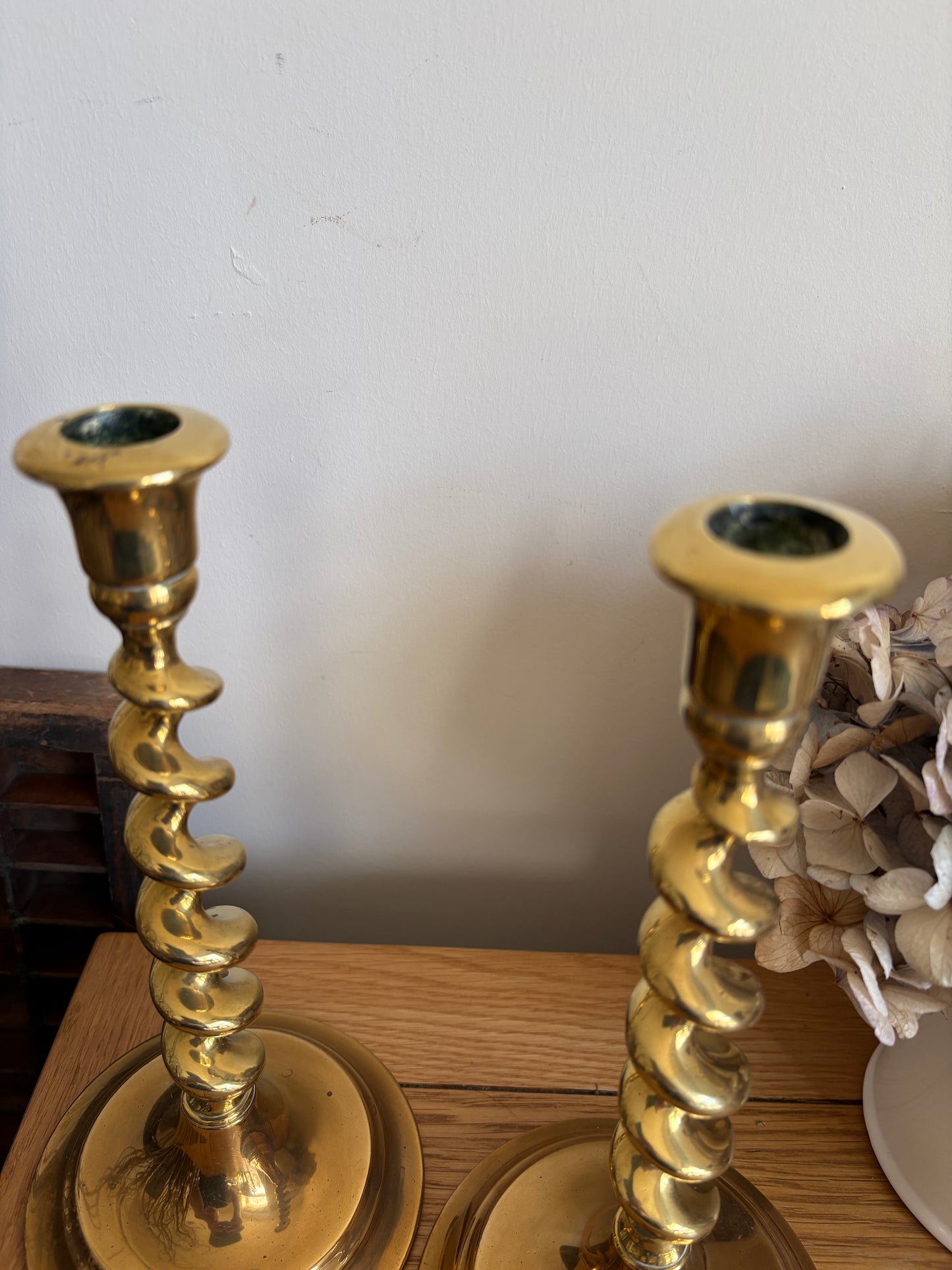 Pair of Traditional Vintage brass candlestick holders