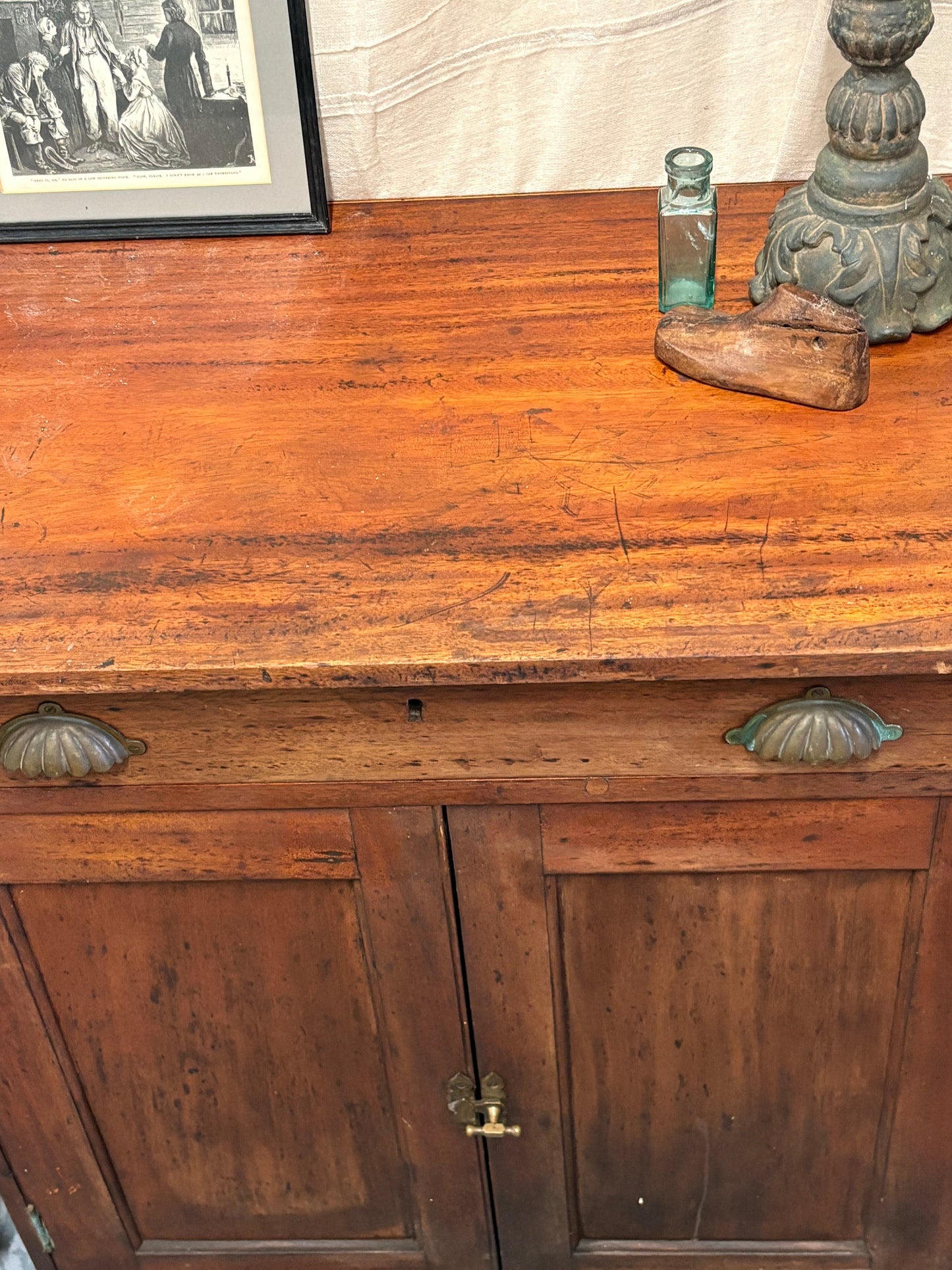 Victorian Antique Office Clerks storage cupboard with original fittings rustic unique item