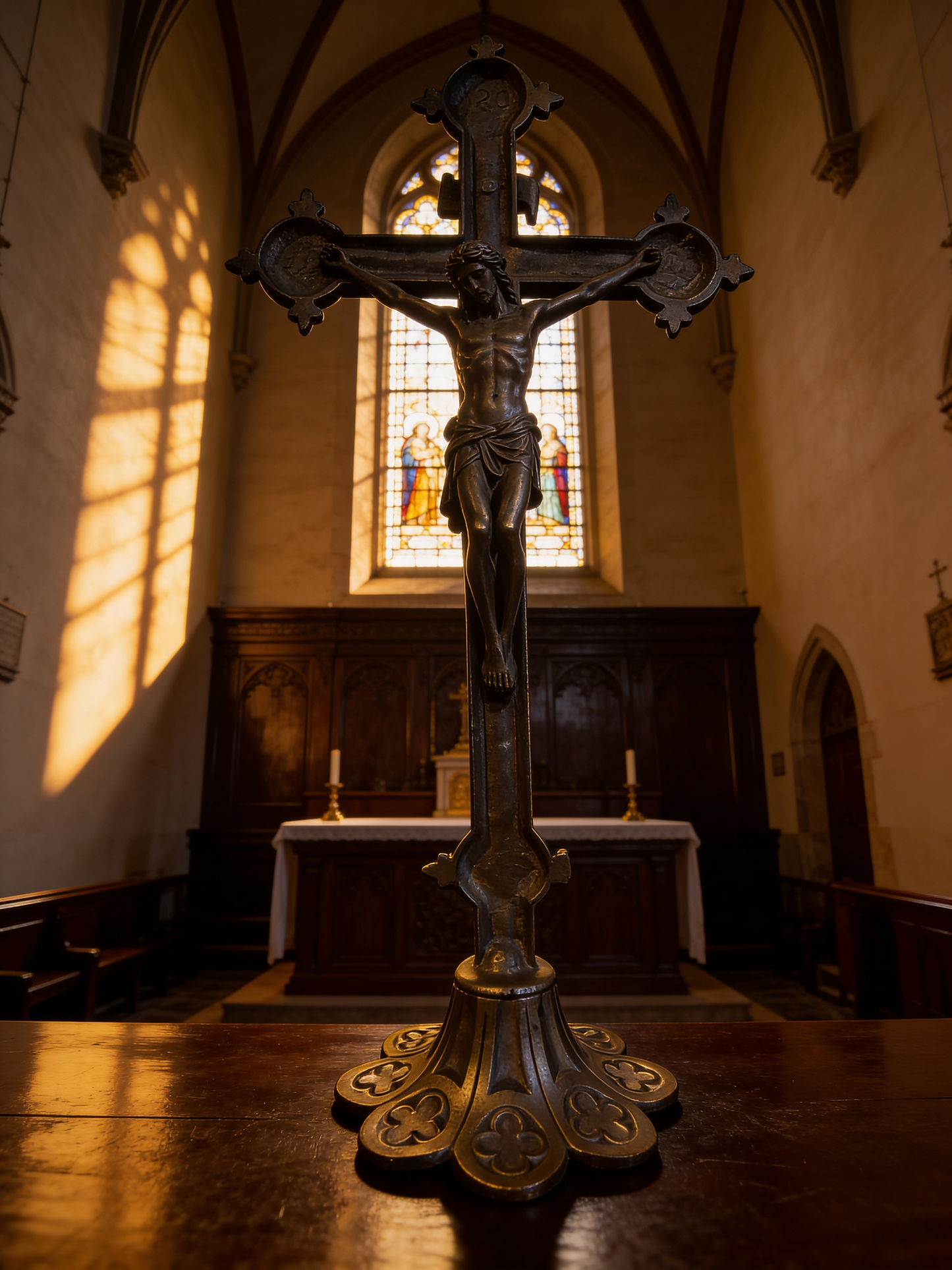 Reclaimed Brass Catholic Chapel Cross Jesus Christ Christian Icon
