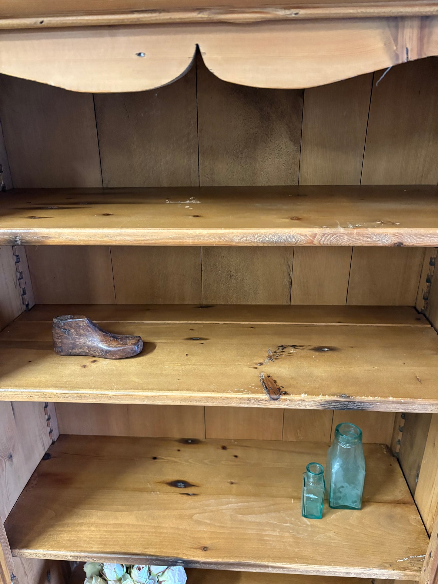 Tall Solid Wooden Rustic Pine Country Farmhouse Style Open Bookcase