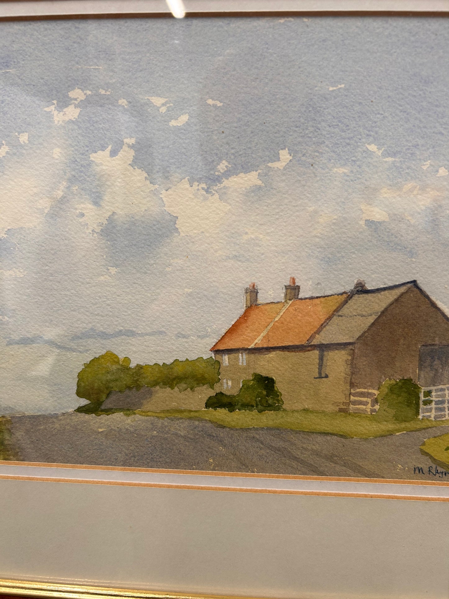Vintage framed and signed painting by Margaret Rhymes Country Lane