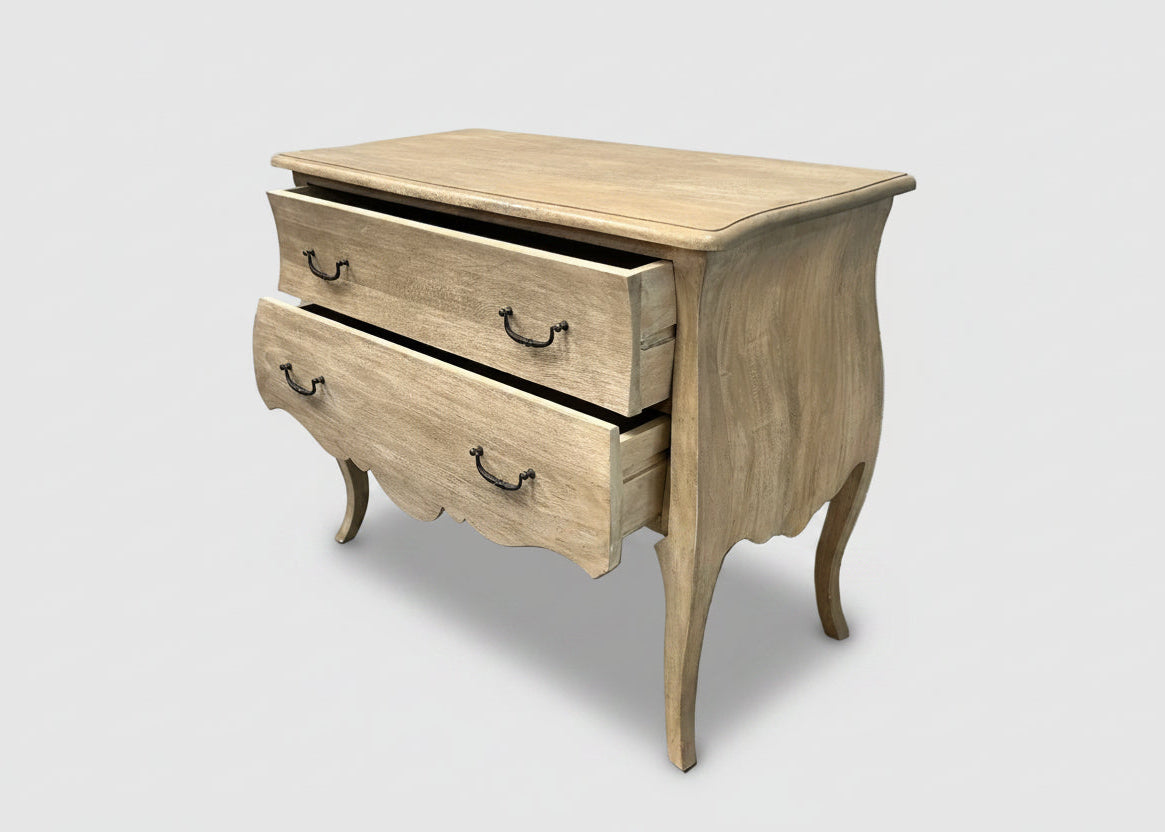Two Drawer French Style Bomb Chest of Drawers Light Mahogany