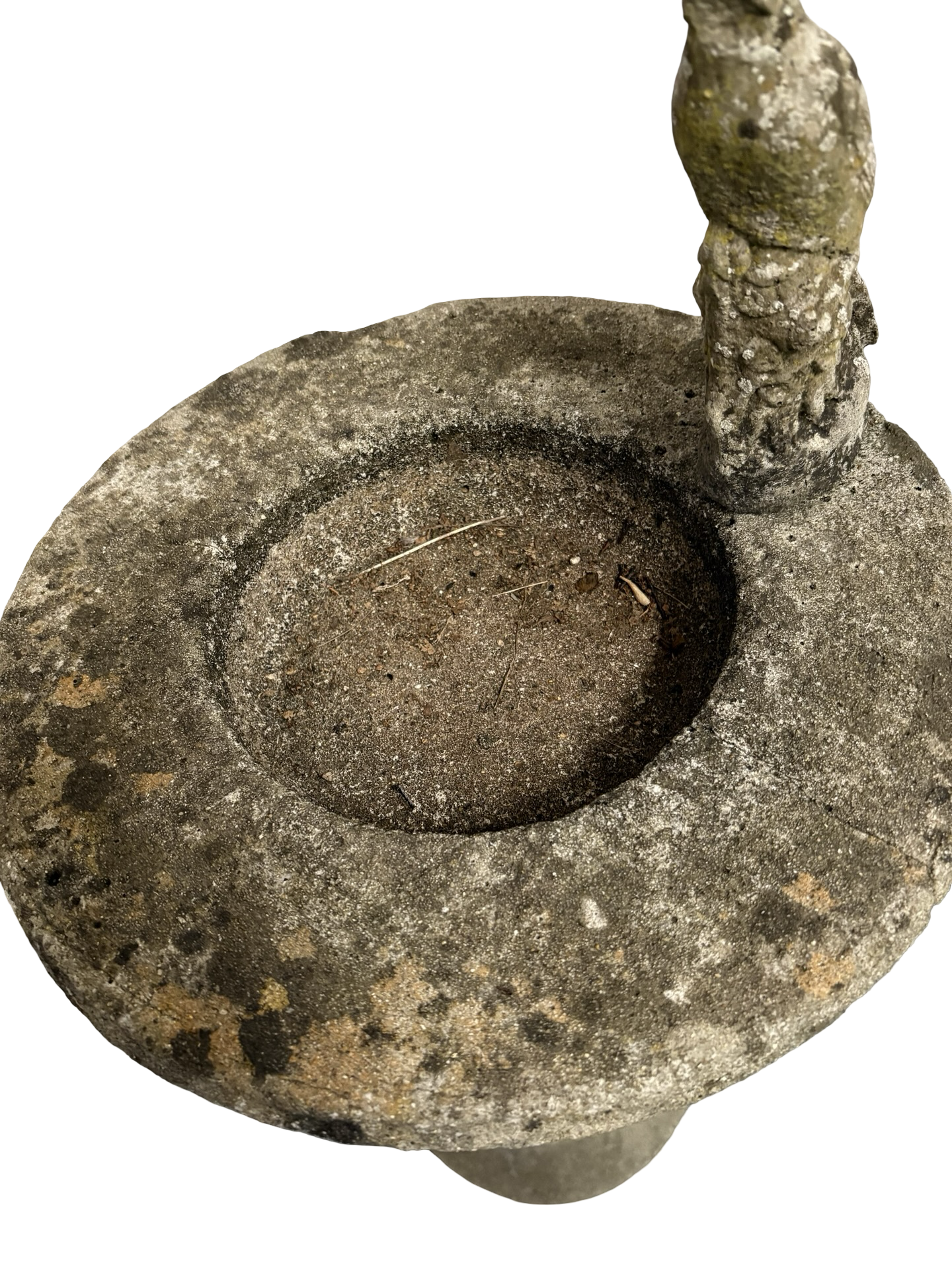 Weathered Antique Stone Garden Bird Water Bath on pedestal