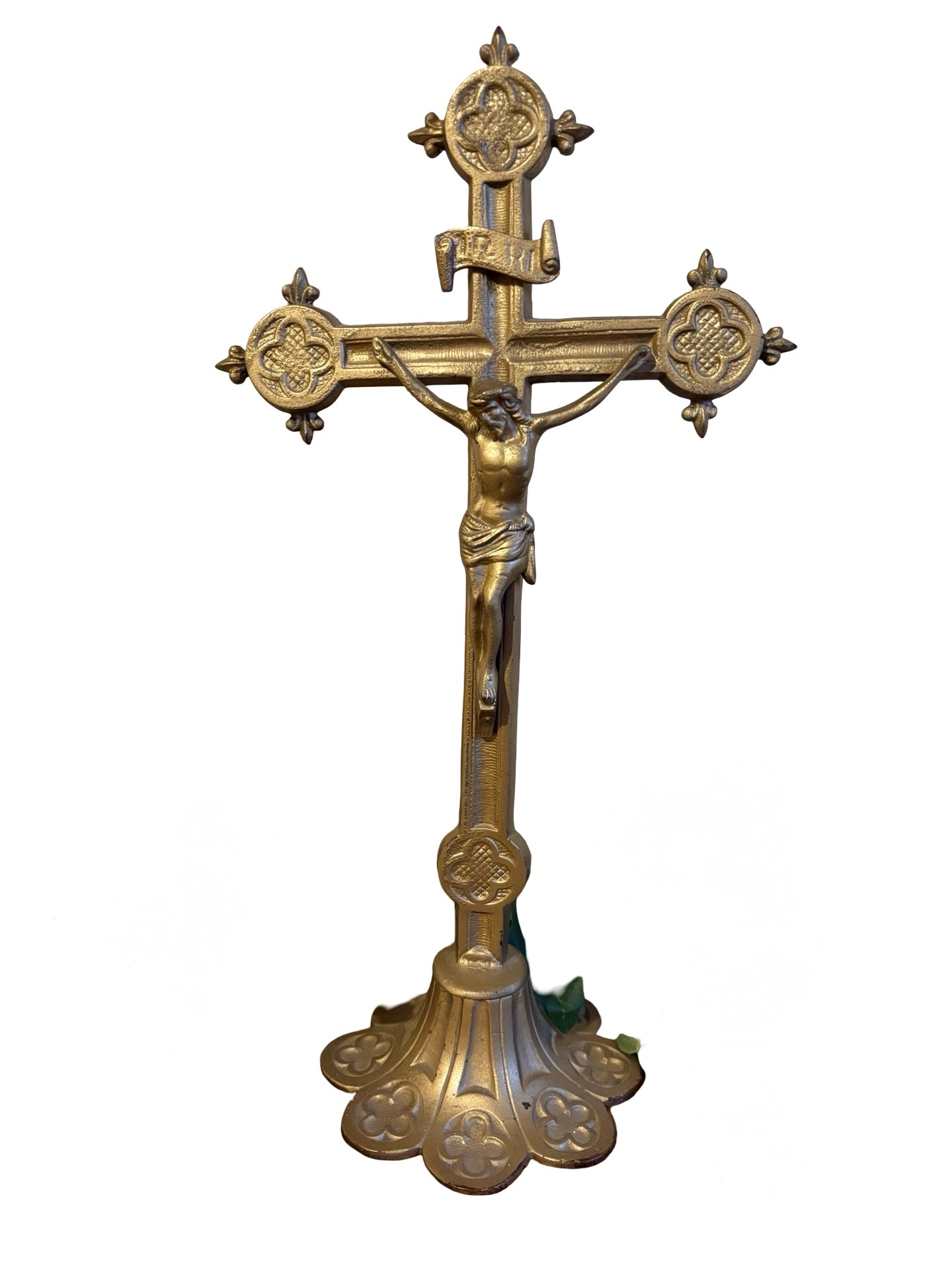 Reclaimed Brass Catholic Chapel Cross Jesus Christ Christian Icon