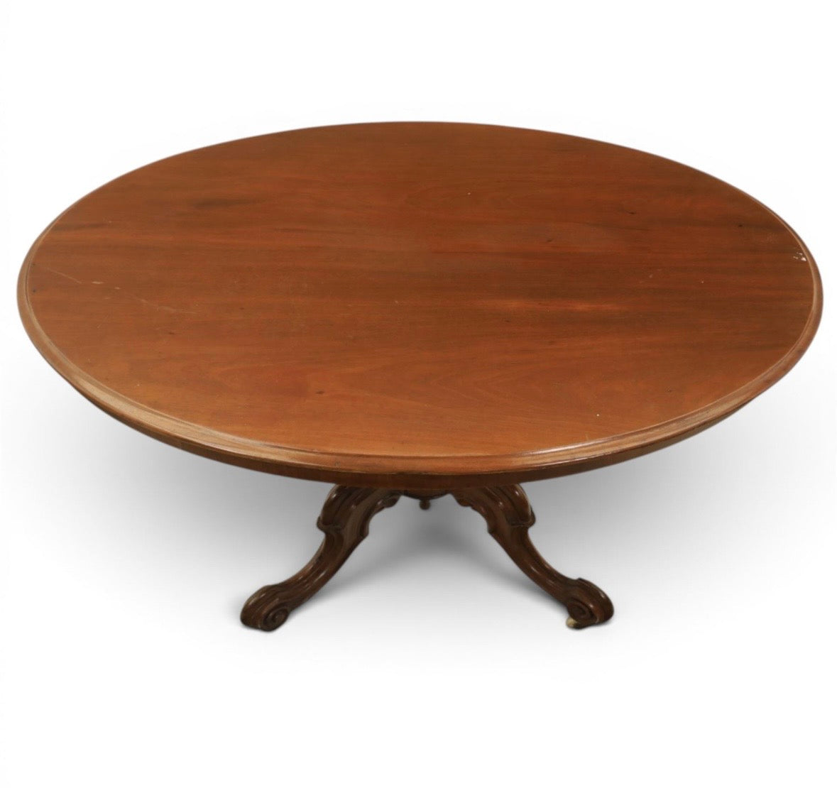 Victorian Antique mahogany oval Dining table Carved legs on castors