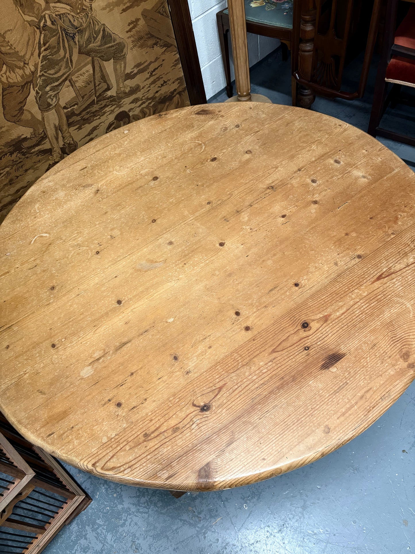 Round Solid Pine coffee table - rustic farmhouse cottage style